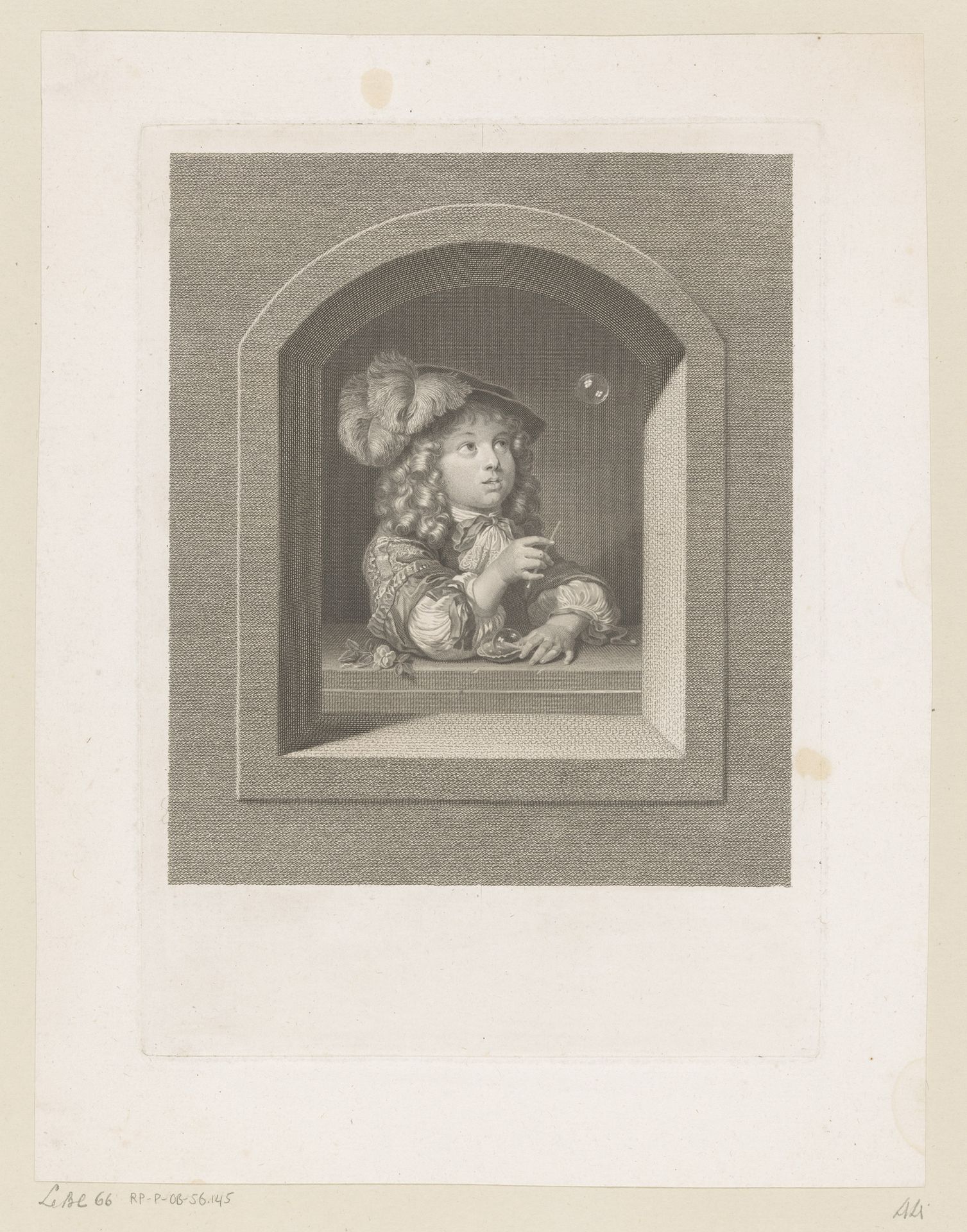 Zeepbellen blazende jongen by Johann Georg Wille