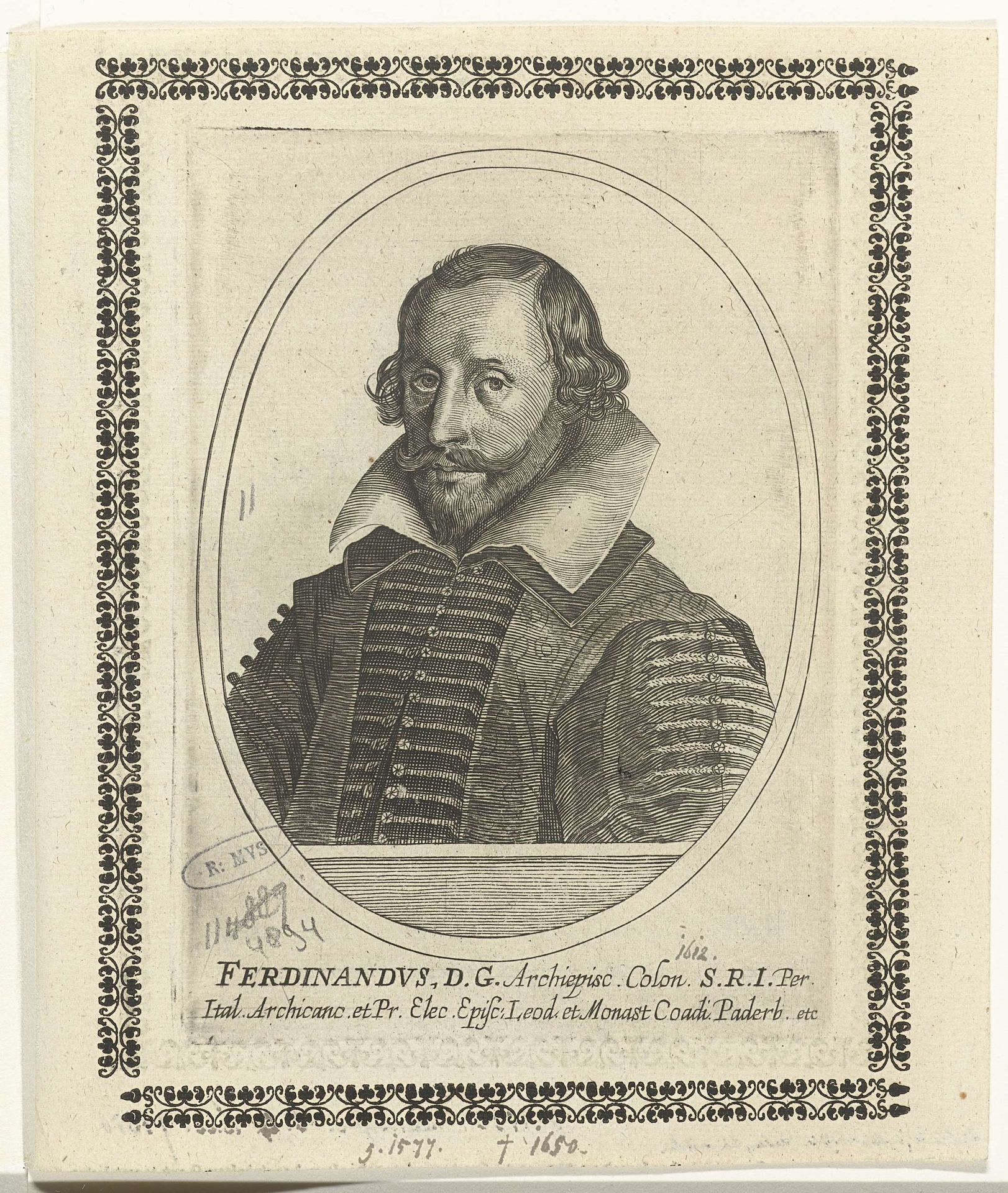 Portret van Ferdinand van Beieren by Cornelis (I) Danckerts