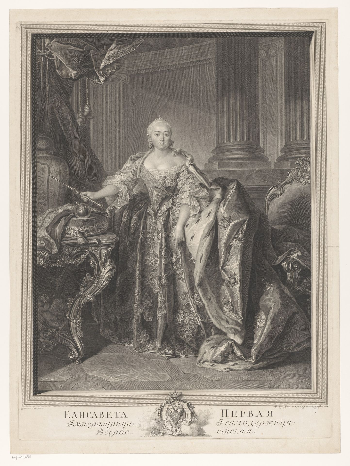 Portret van Elisabeth Petrovna, tsarina van Rusland by Georg Friedrich Schmidt