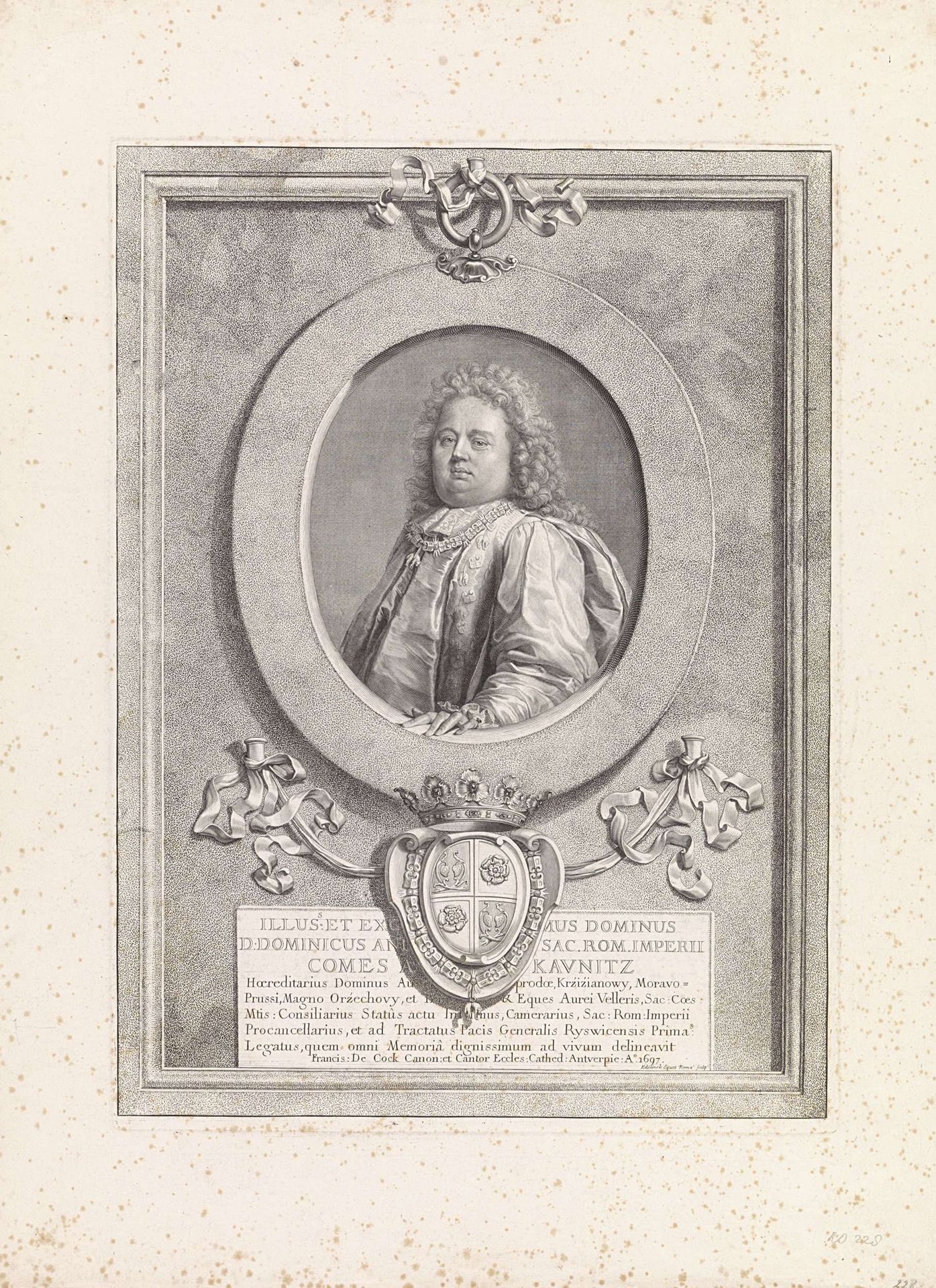 Portret van Dominique André de Kaunitz by Gérard Edelinck