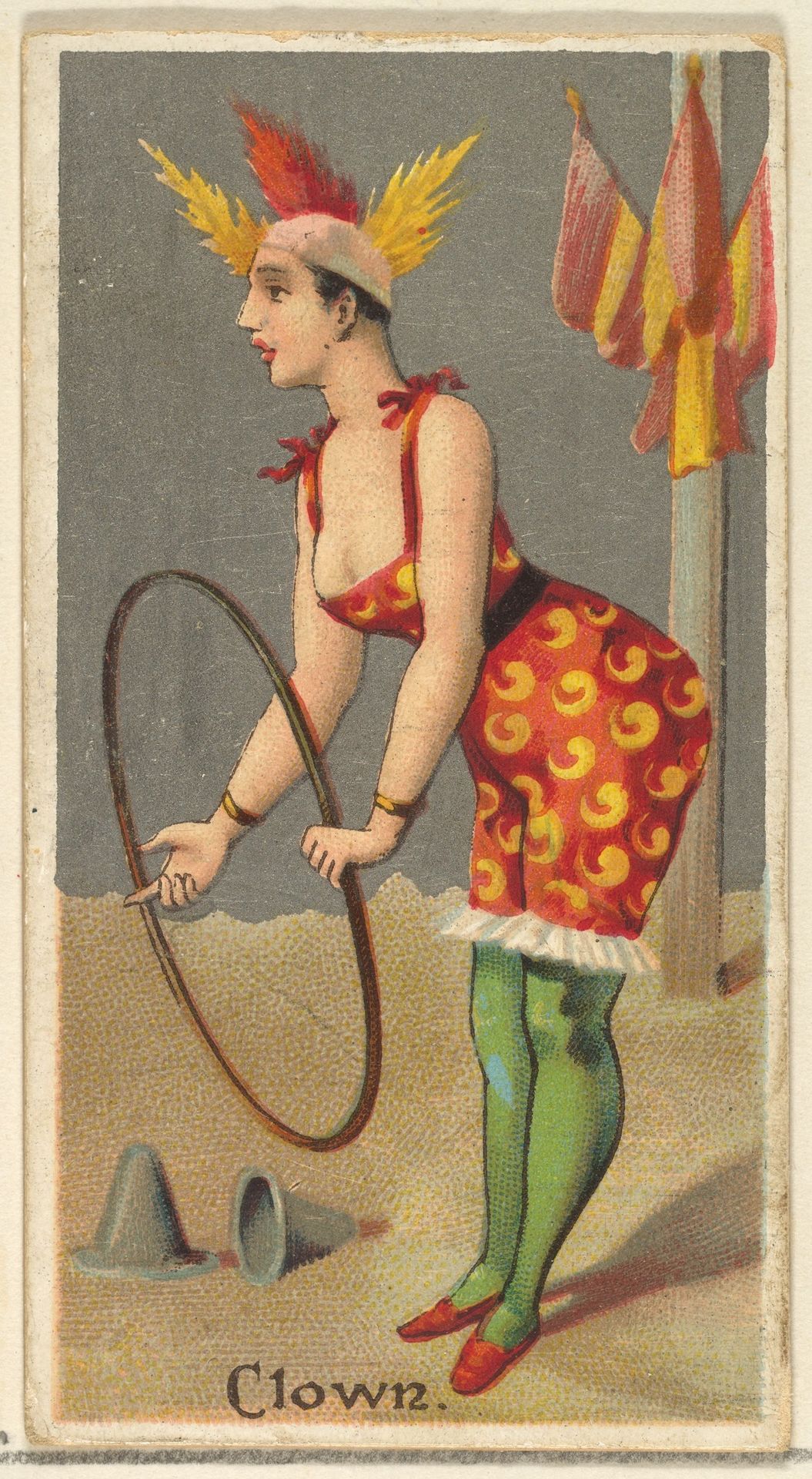 Clown, from the Occupations for Women series (N166) for Old Judge and Dogs Head Cigarettes by Goodwin & Company