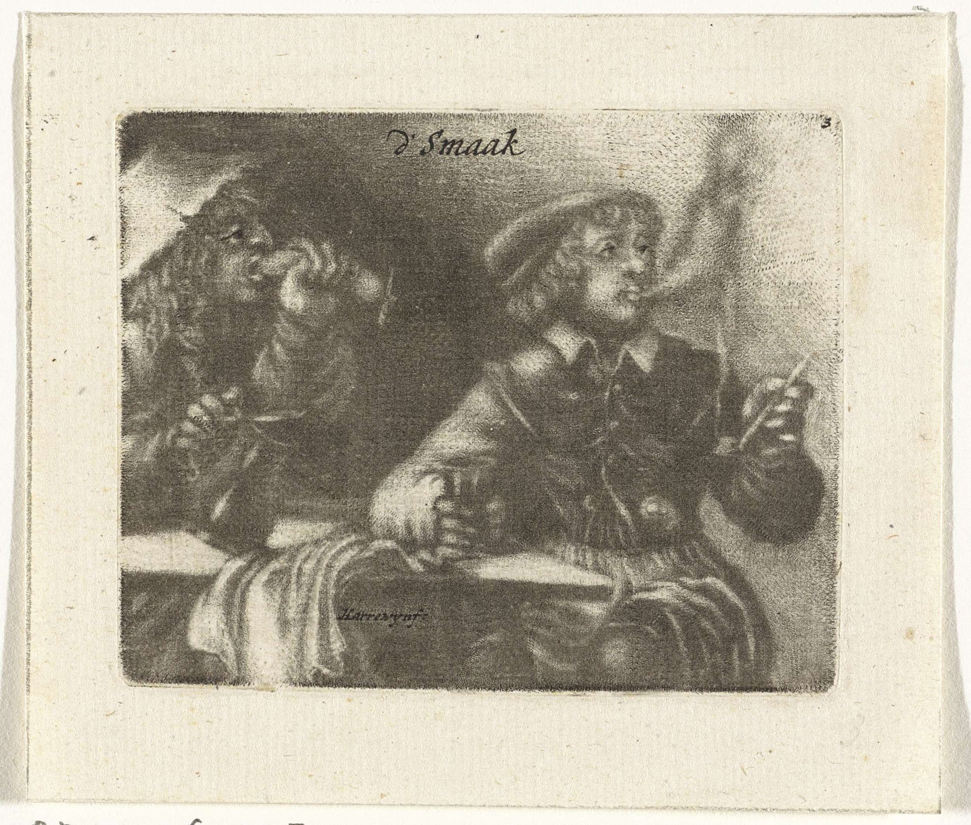 Rokende en etende mannen by Jacobus Harrewijn