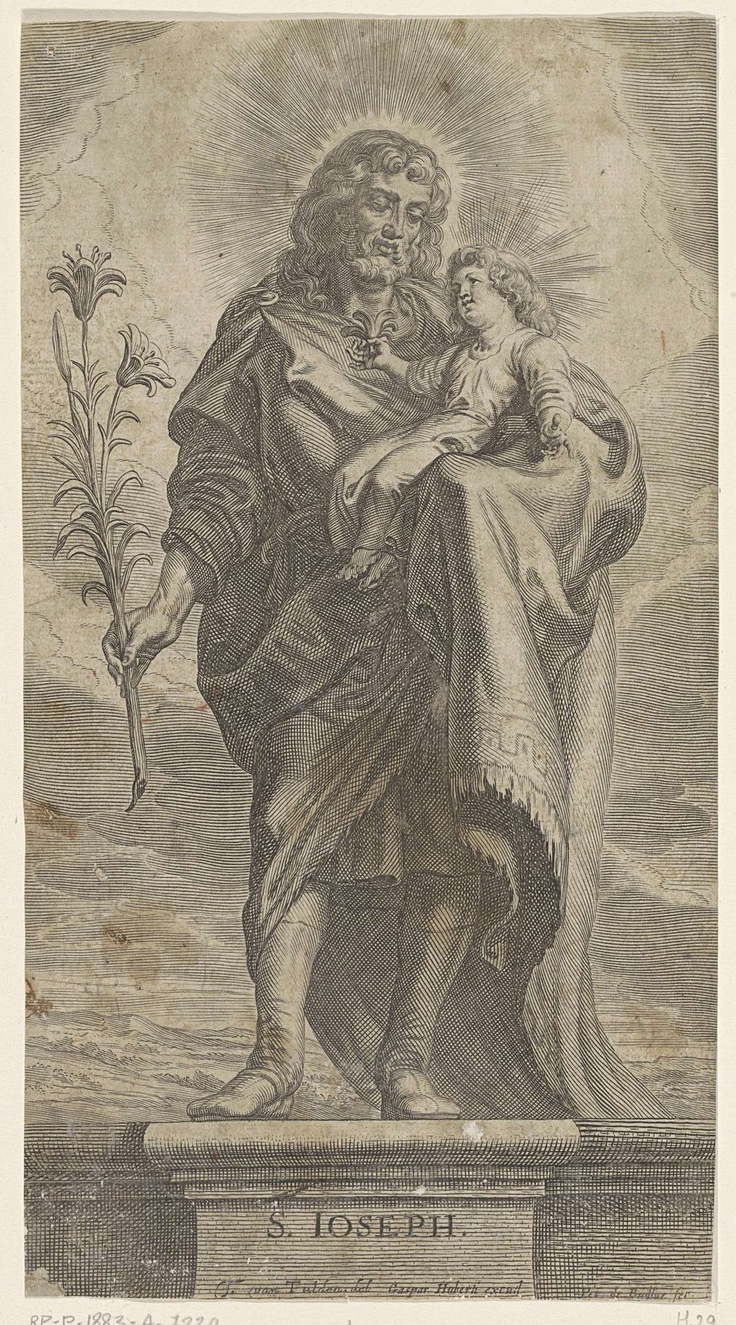 Heilige Jozef met Christuskind en lelietak by Pieter de Bailliu