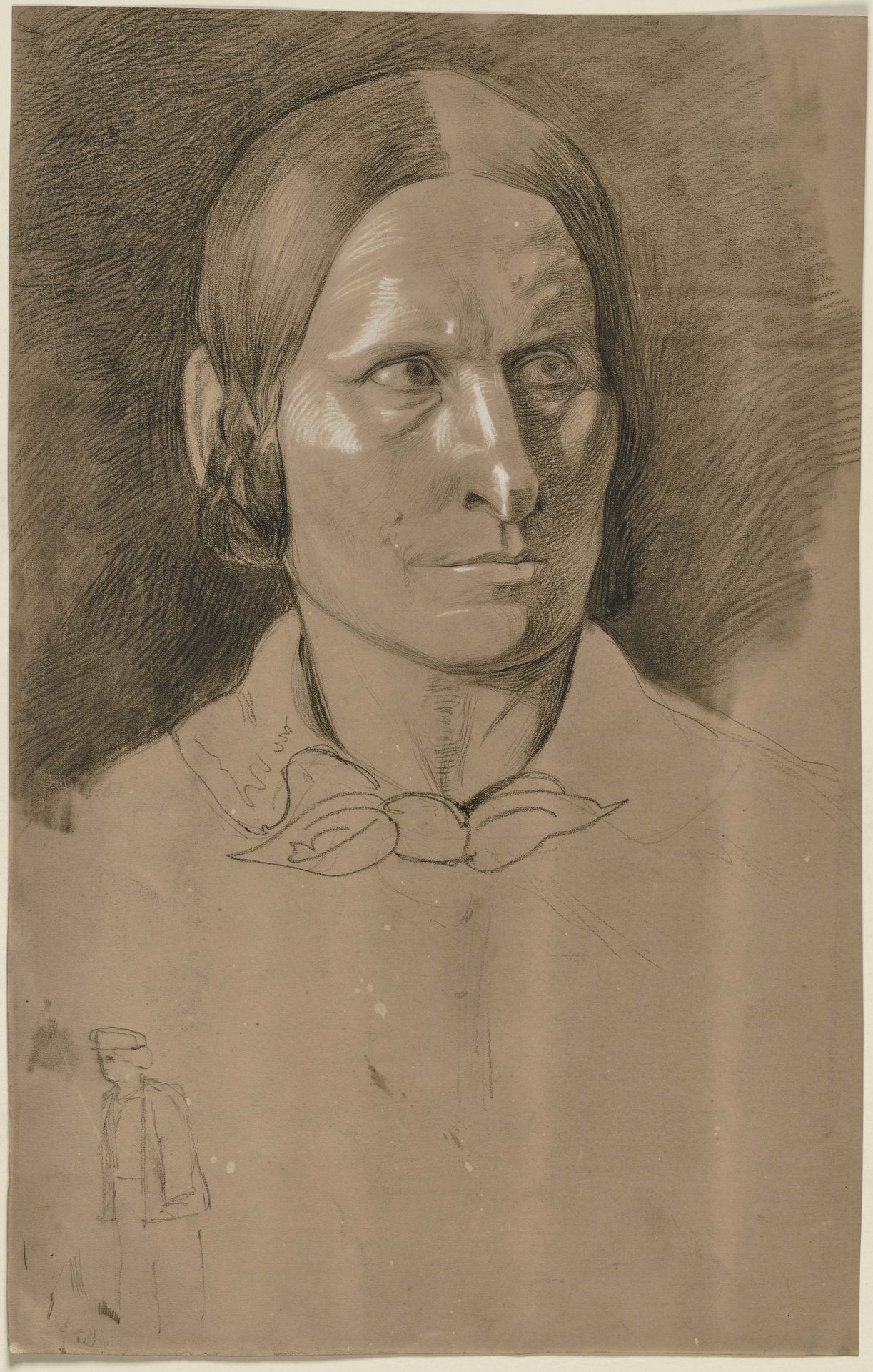 Kopf einer Frau in Vorderansicht, den Blick nach rechts gerichtet by Victor Müller