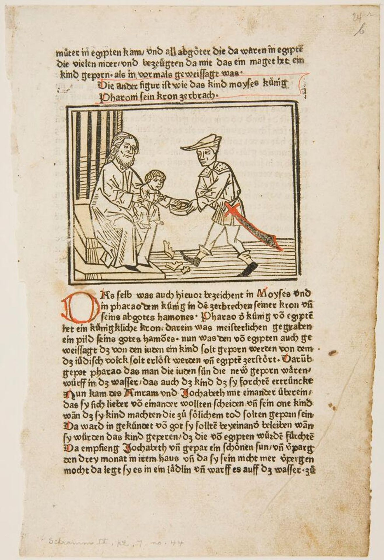 Moses with the Pharoah; verso: Nebuchadnezzar's Dream of a High Tree by Anonymous