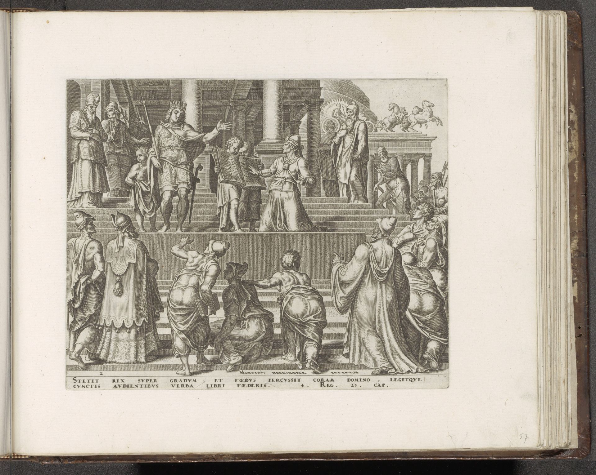 Koning Josia laat het wetboek aan het volk voorlezen by Philips Galle