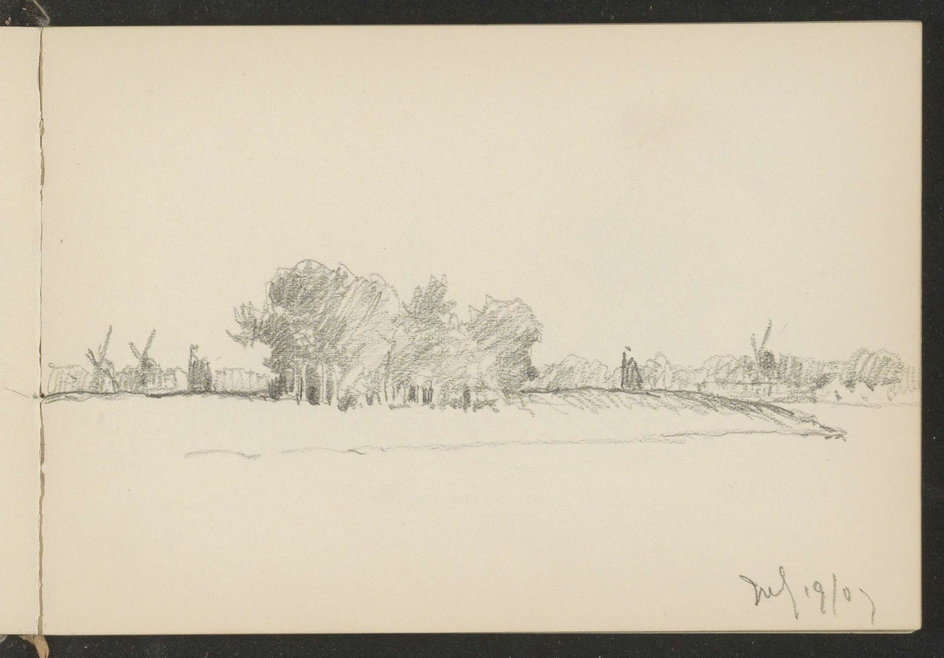 Landschap met water en molens by Alexander Shilling