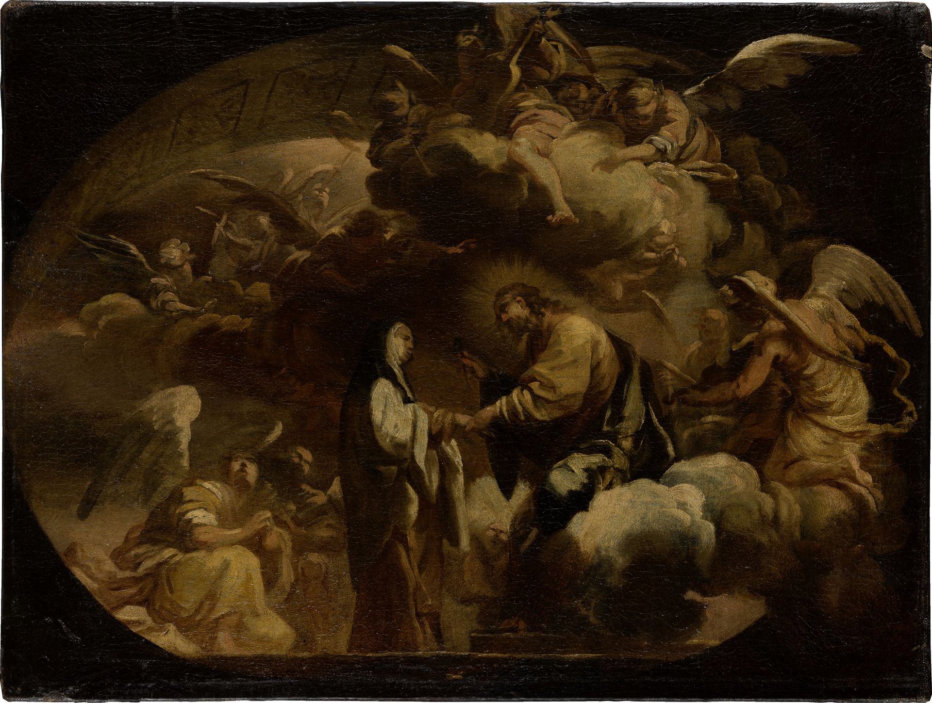 Ceiling design_ Christ Handing a Nail (_) to a Nun by Anonymous
