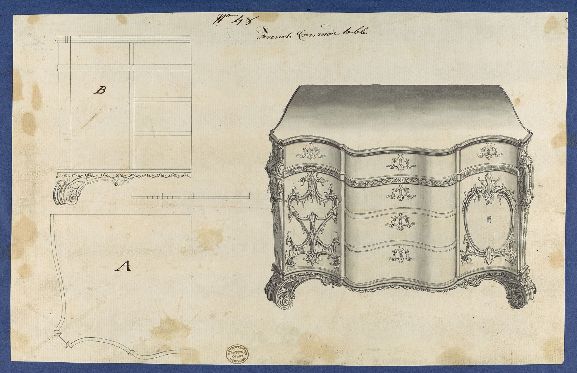 French Commode Table, from Chippendale Drawings, Vol. II by Thomas Chippendale
