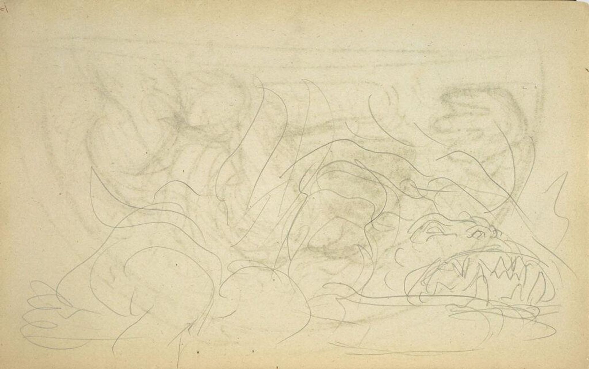 Sketch for "Hell" Lunette; verso: Details of Scales for "Judgment" Lunette, Boston Public Library by John Singer Sargent