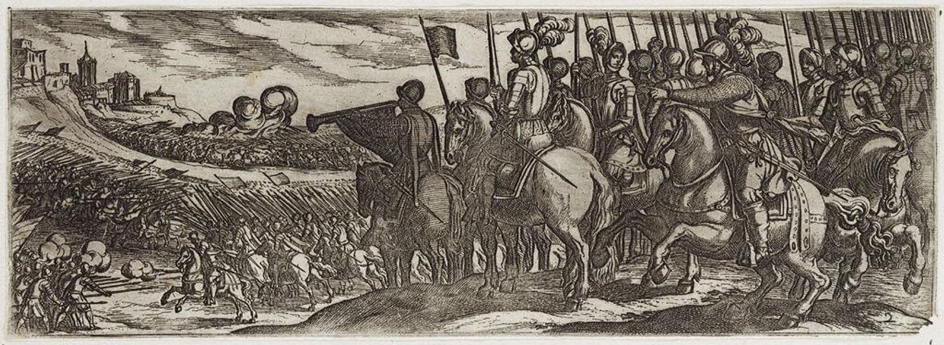 Battle Scene with Cavalry and Trumpeter on a Hill by Antonio Tempesta