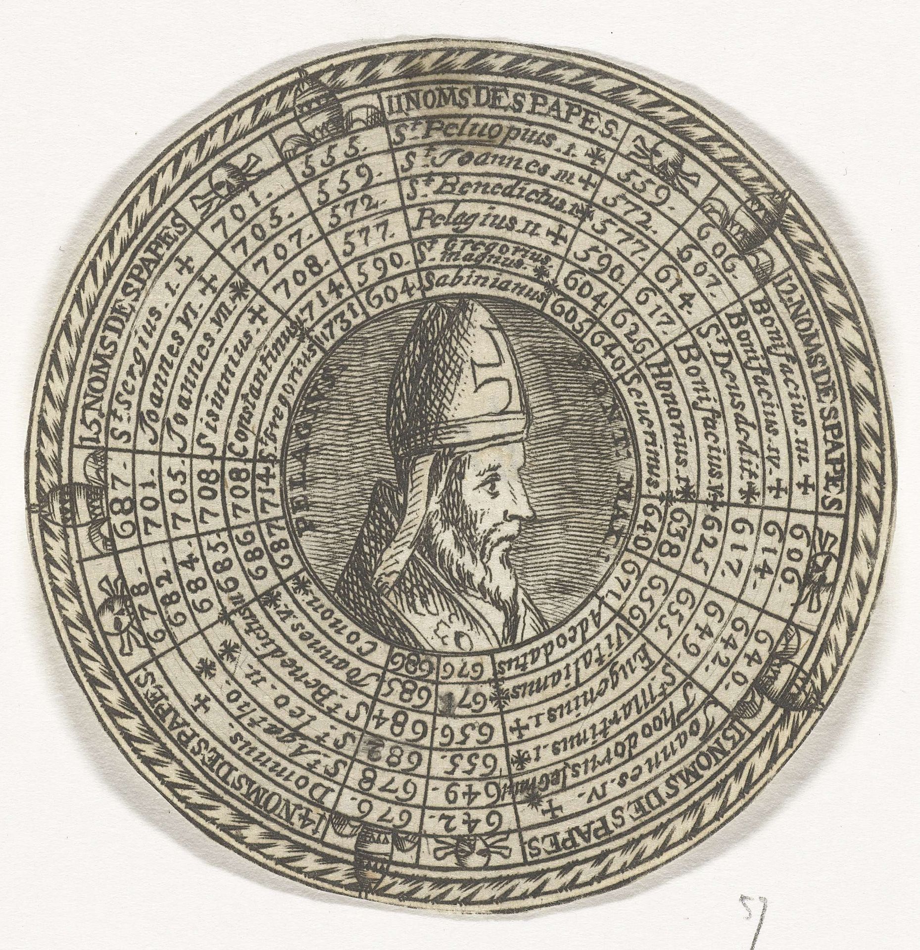 Penning met het portret van Pelagius I en de namen van de pausen by Anonymous