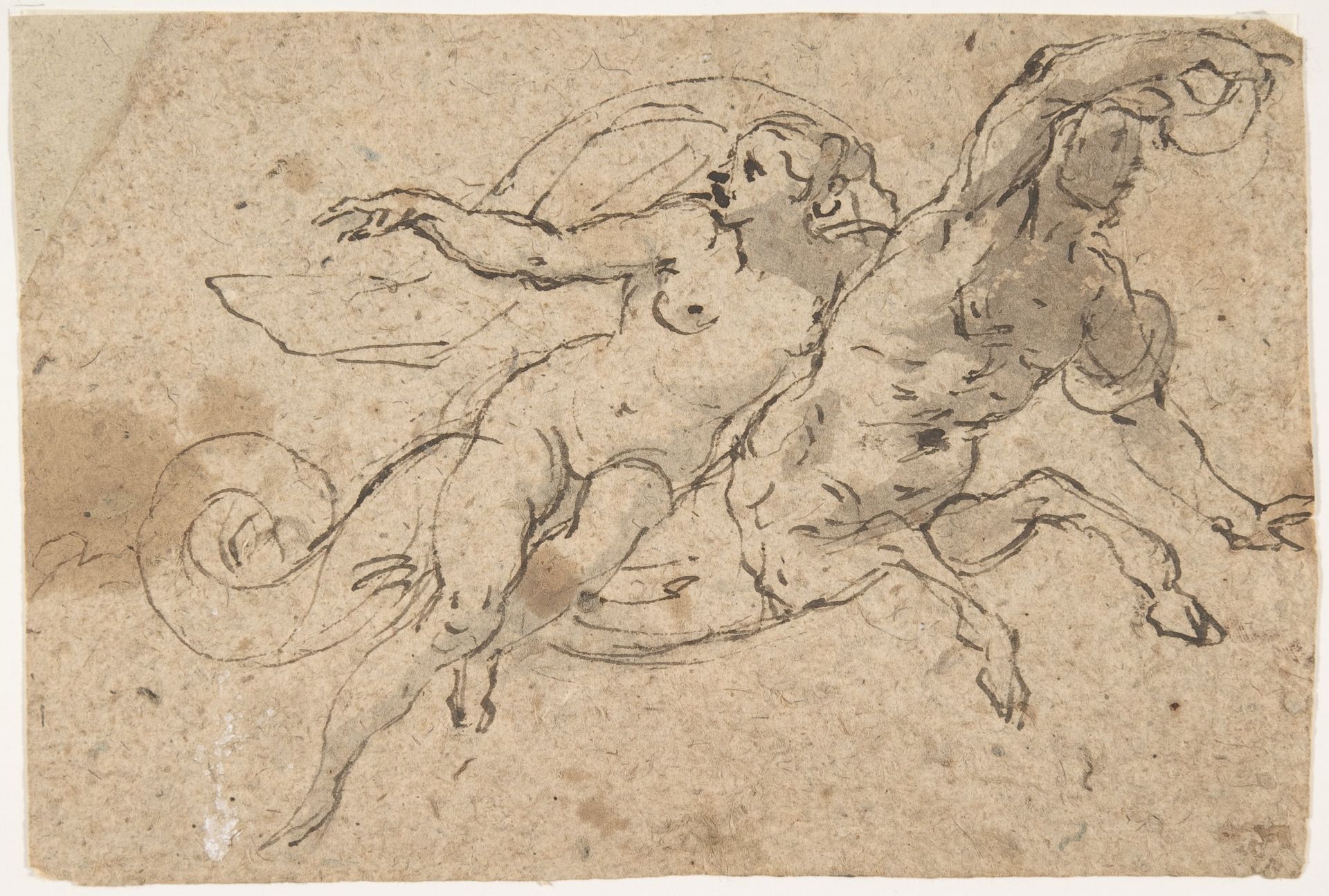 Nude Female Riding on a Triton's Back by Micco Spadaro (Domenico Gargiulo)