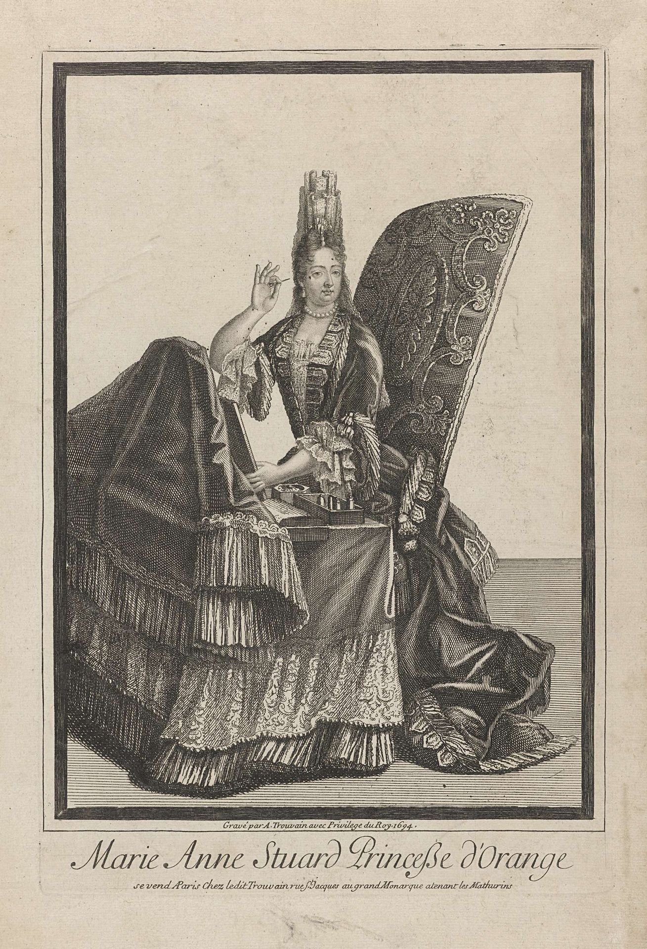 Portret van Maria II Stuart by Antoine Trouvain