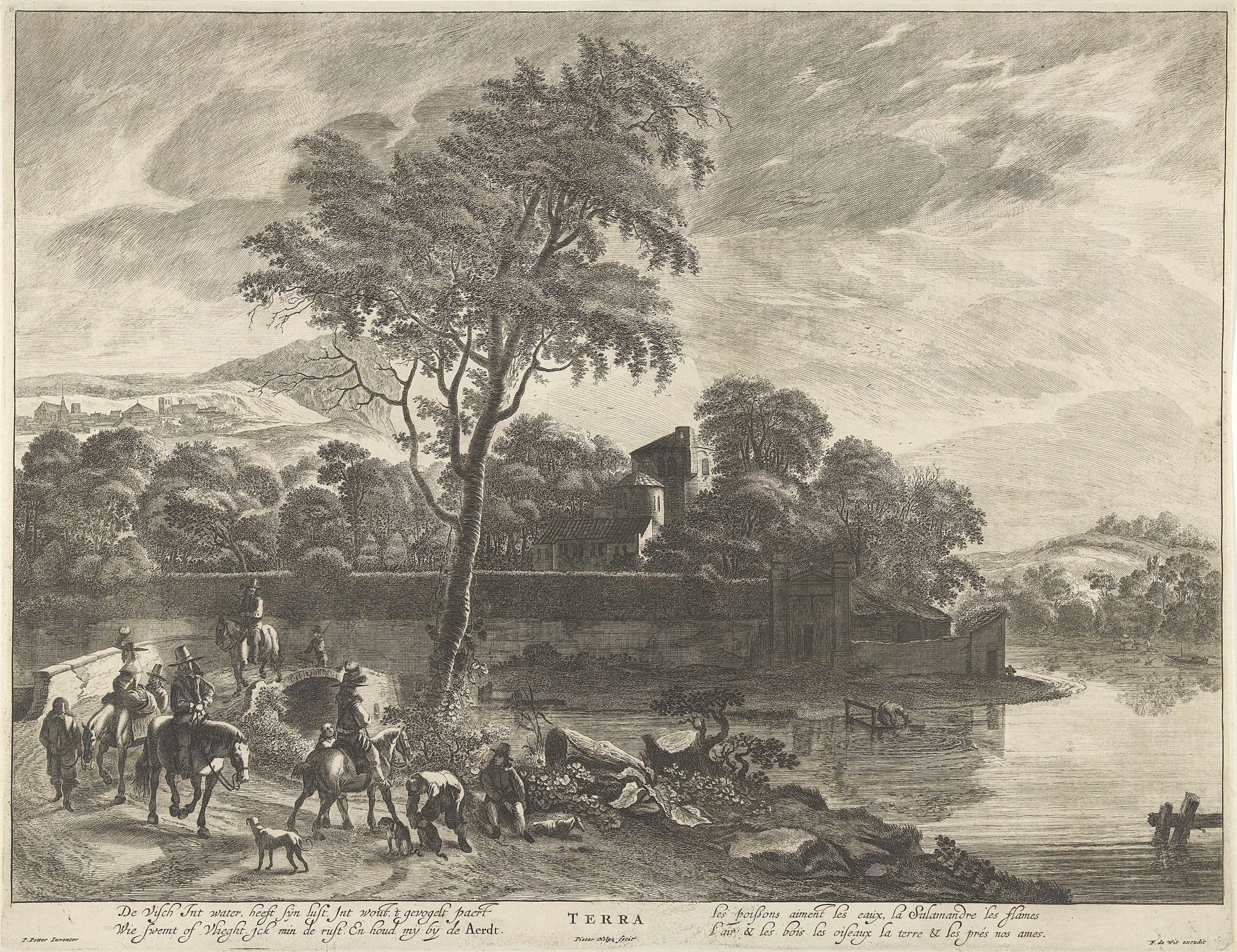 Landschap met jagers: het element aarde by Pieter Nolpe