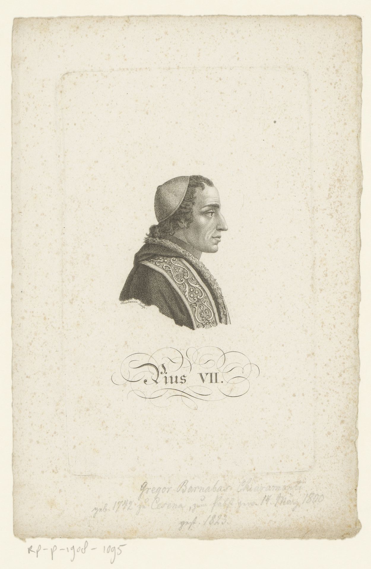 Portret van Pius VII by Friedrich Ludwig Neubauer