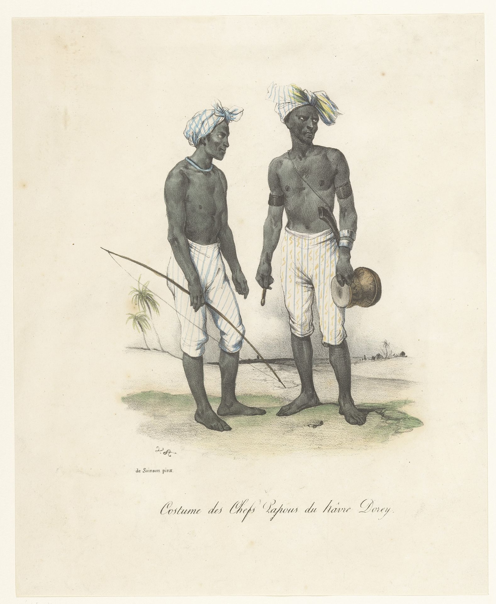 Kleding van de leiders van de Havre-Dorey in Papoea-Nieuw-Guinea by Victor Adam
