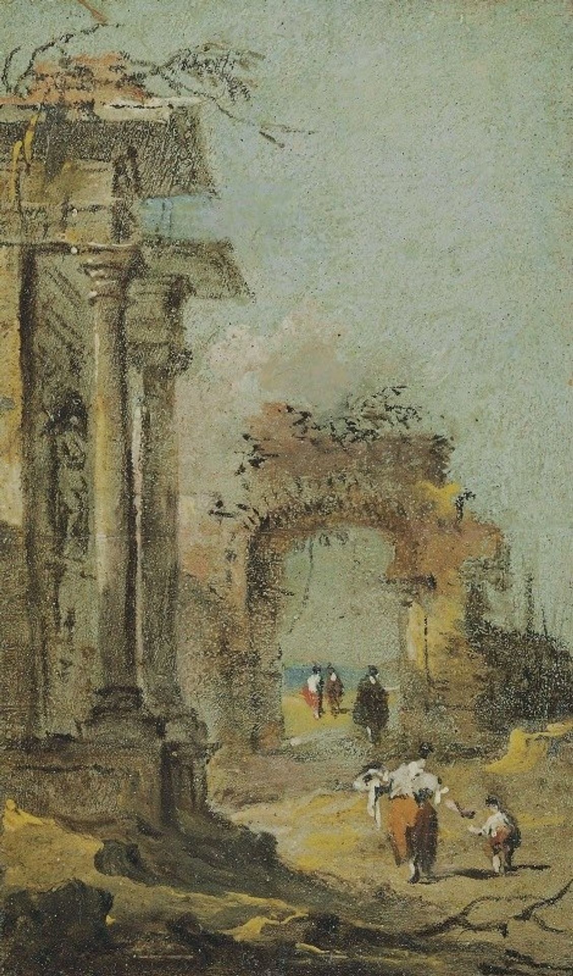 Capriccio Of Architectural Ruins And Figures by Francesco Guardi