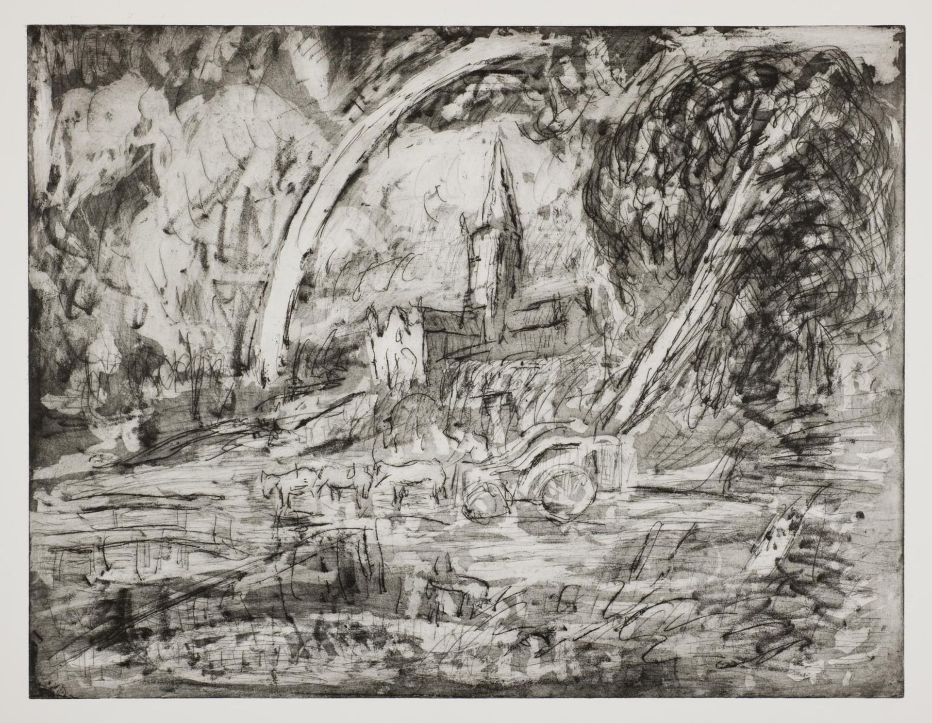 Salisbury Cathedral from the Meadows (1) by Leon Kossoff