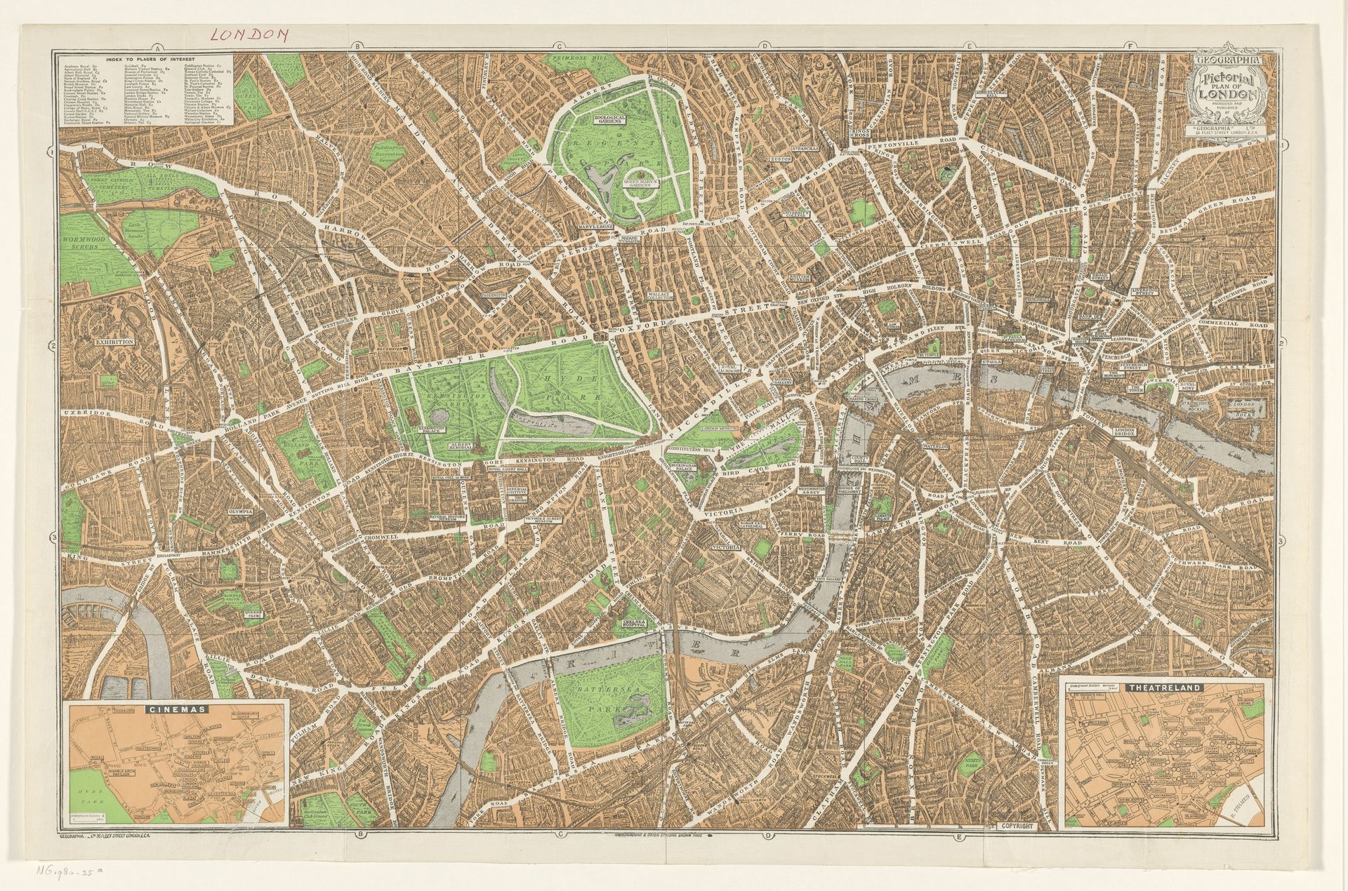 "Geographia" Pictorial plan of London by Geographia Ltd