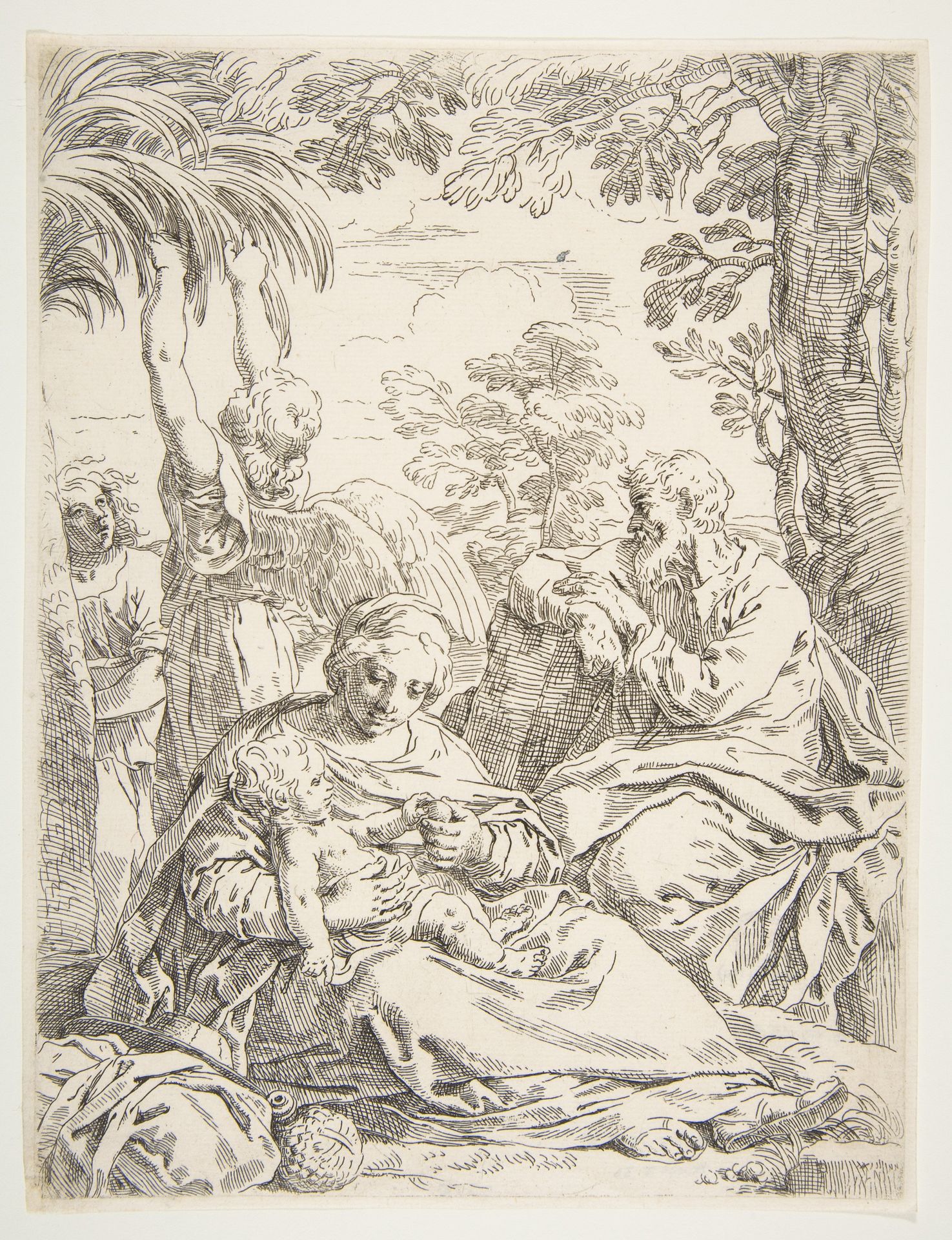 The Holy Family resting on their flight into Egypt by Simone Cantarini