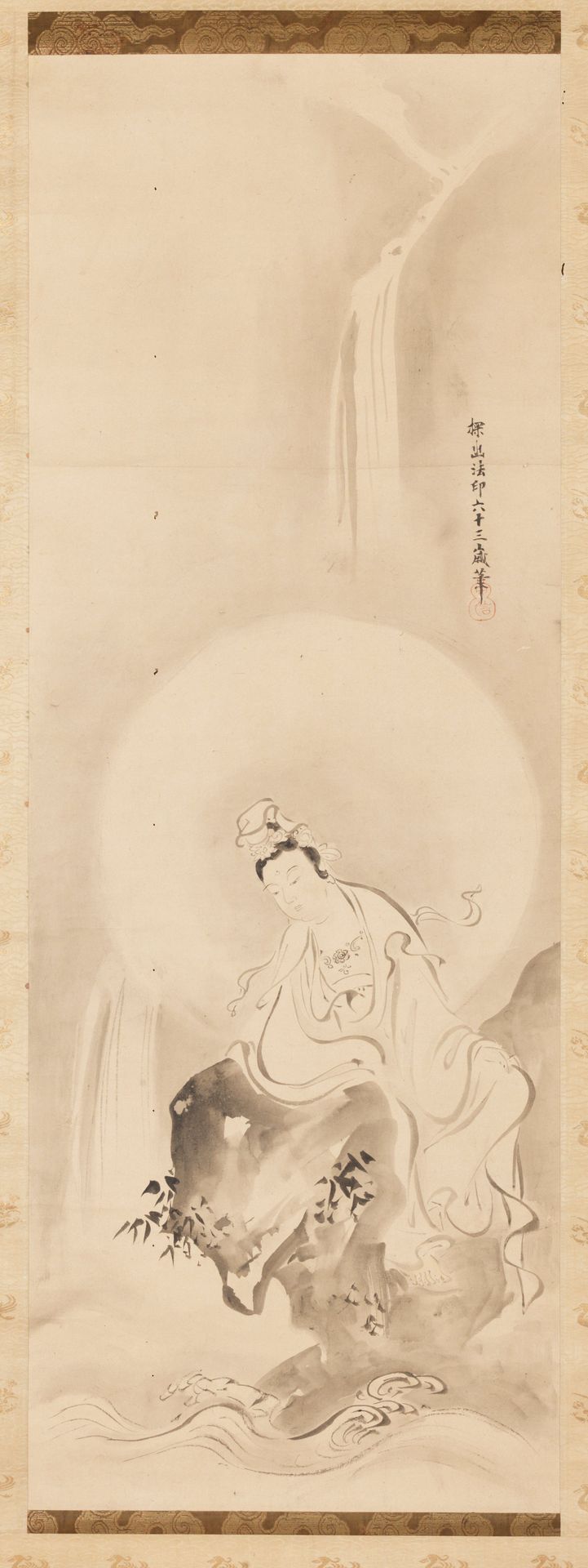 White-Robed Kannon [center of a triptych of White-Robed Kannon and Cranes] by Kano Tan'yū