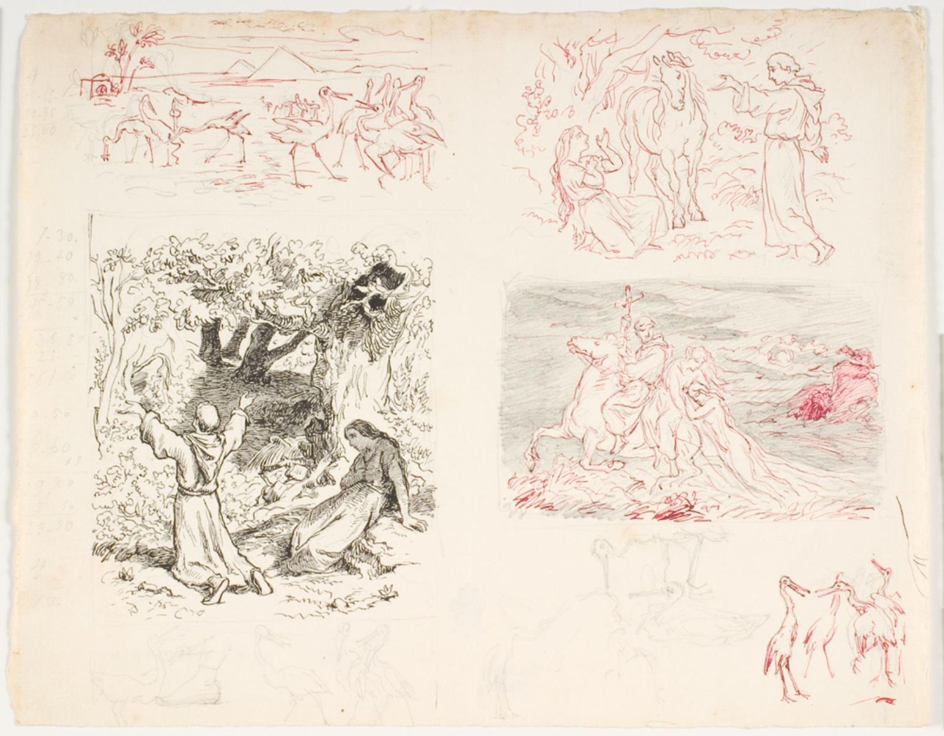Seks illustrationsudkast til H.C. Andersen, "Dynd-Kongens Datter" by Lorenz Frølich