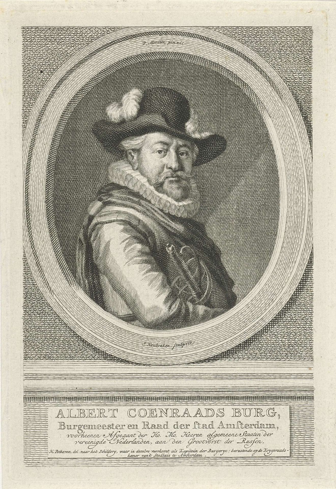 Portret van Albert Coenraads Burgh by Jacob Houbraken