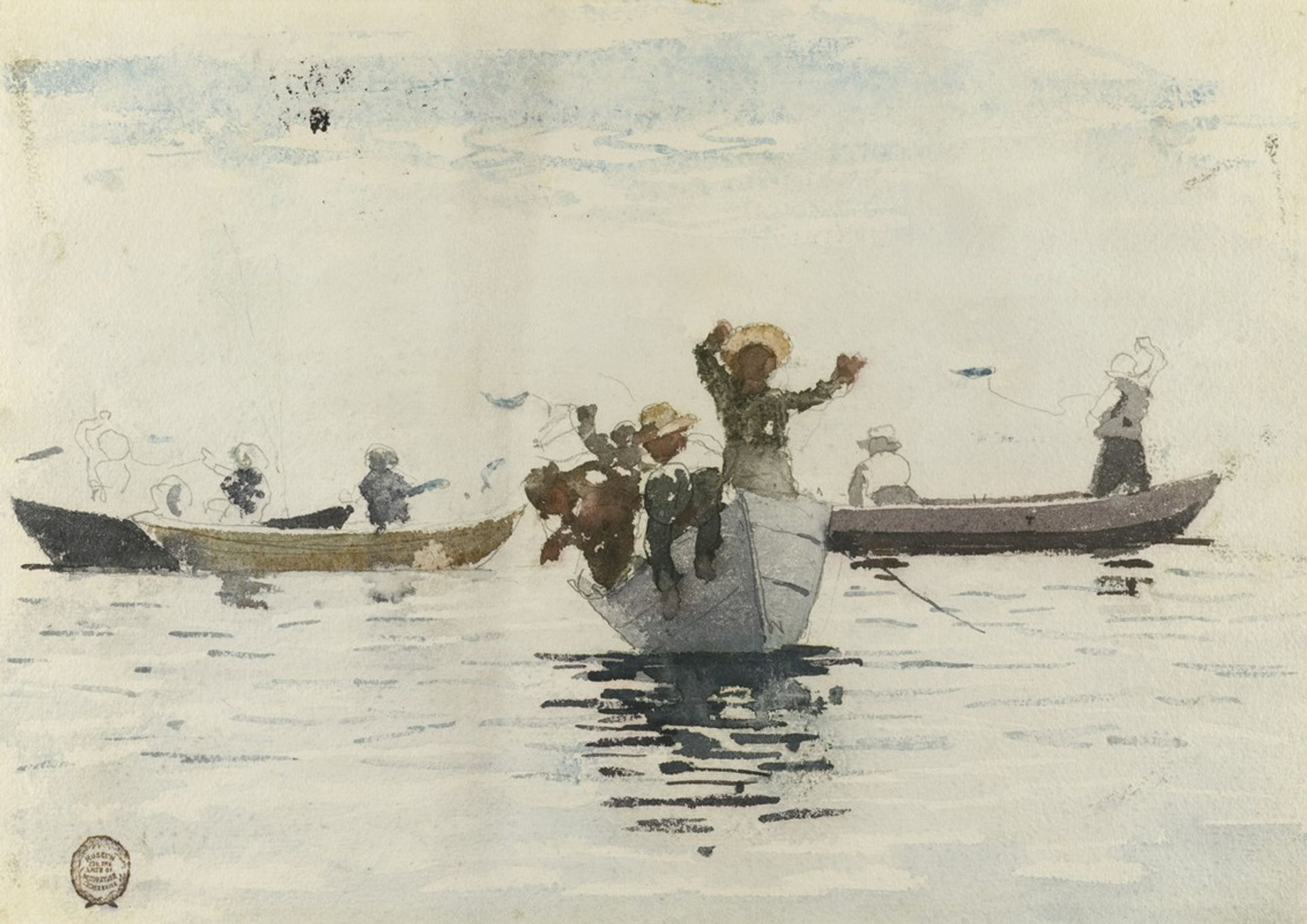 Four Rowboats with Children by Winslow Homer