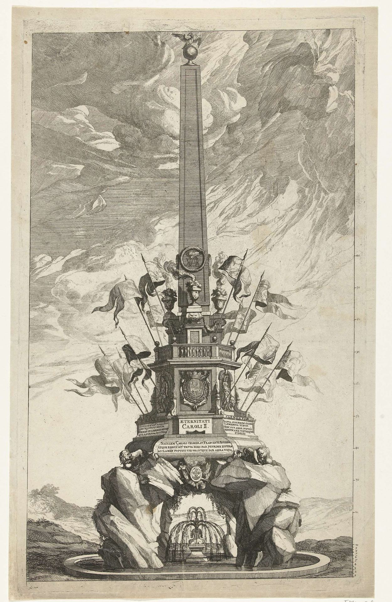 De katafalk voor de overleden Spaanse koning Karel II, 1700 by Anonymous