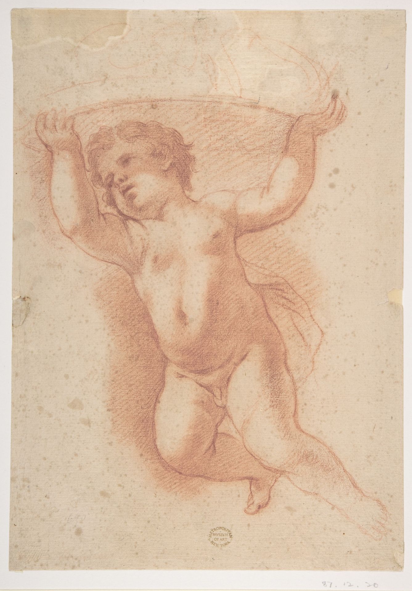 Flying Putto Supporting a Crown by Anton Domenico Gabbiani