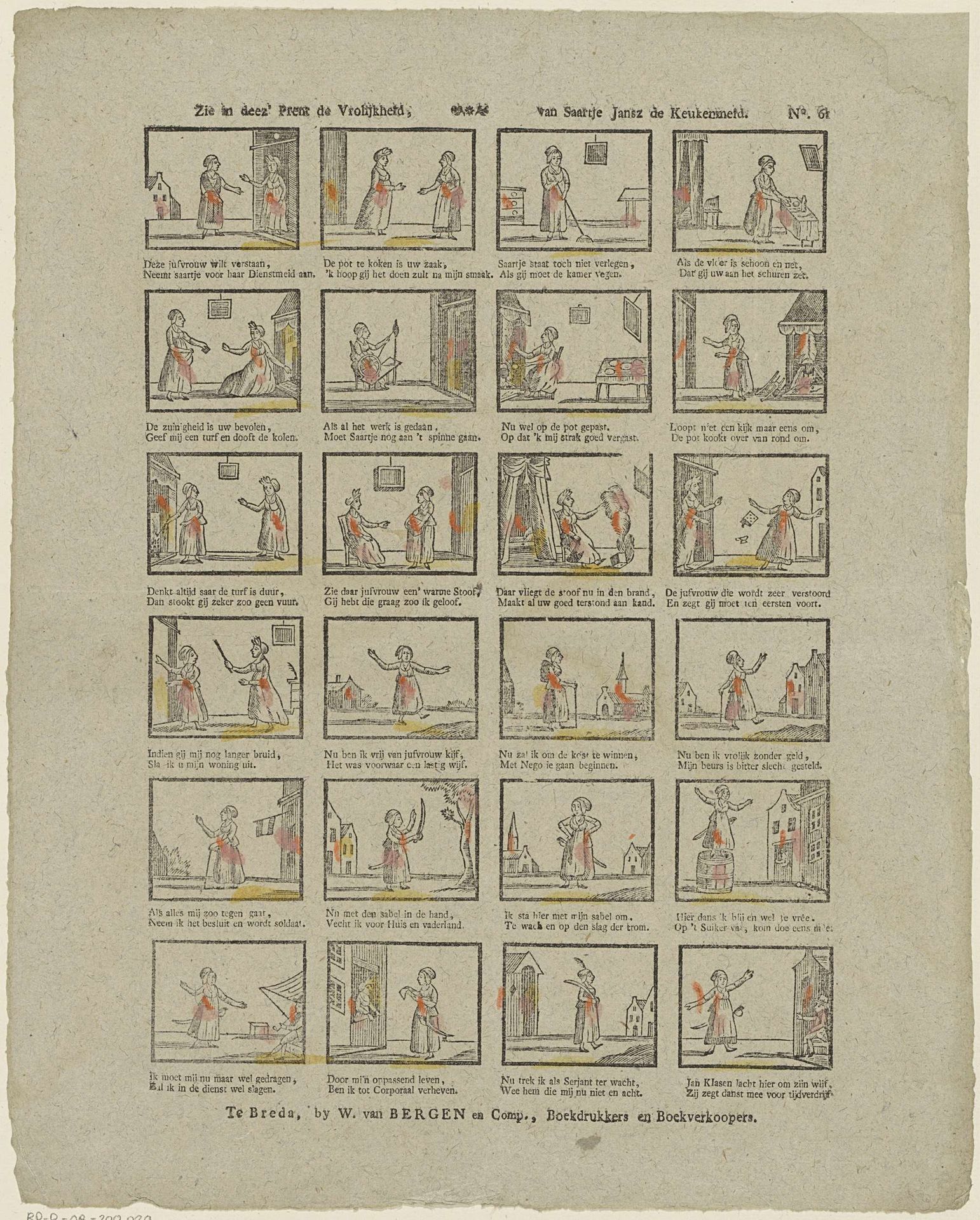 Zie in deez' prent de vrolijkheid, van Saartje Jansz de keukenmeid by W. van Bergen