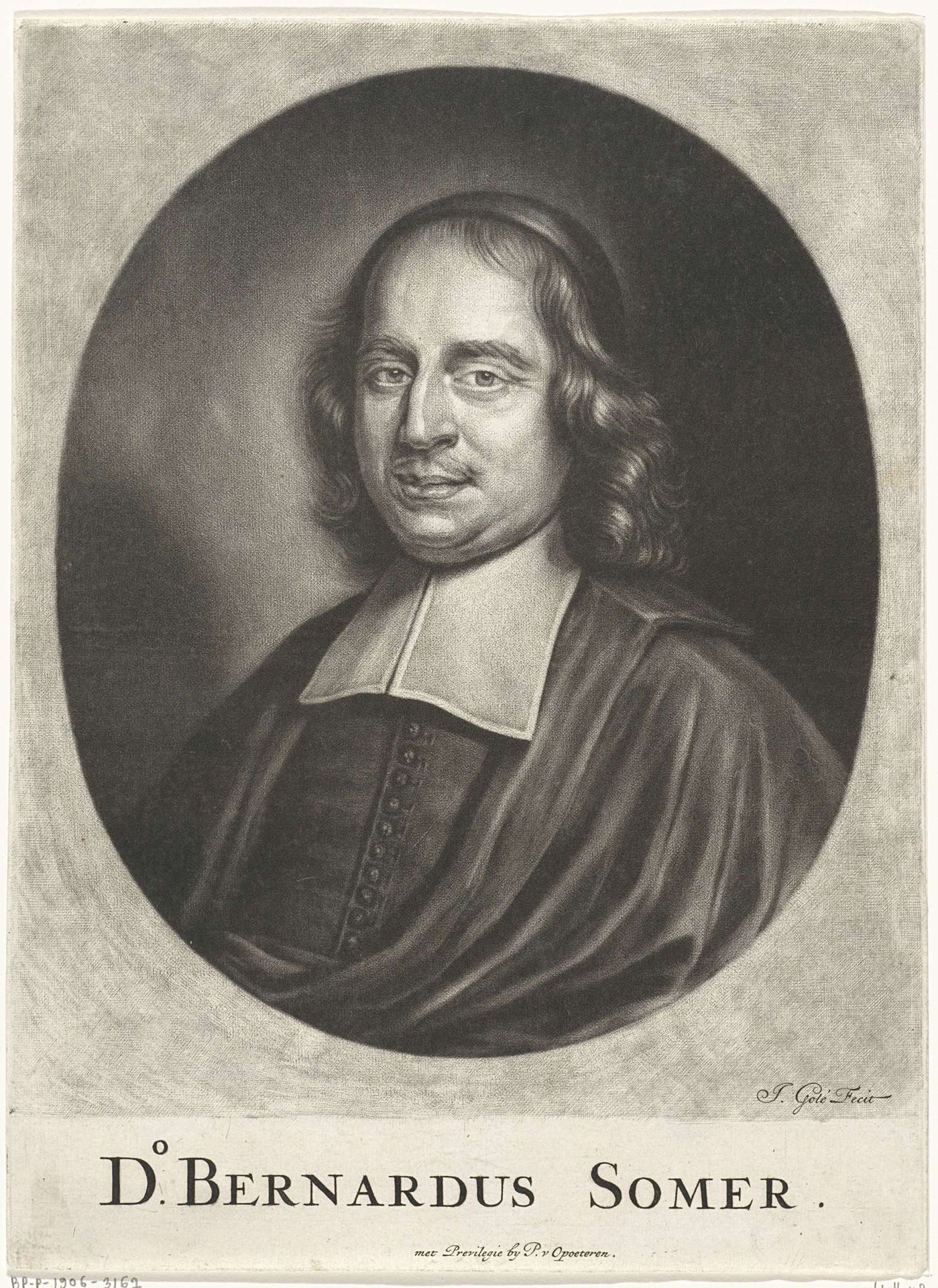 Portret van Bernardus Somer by Jacob Gole