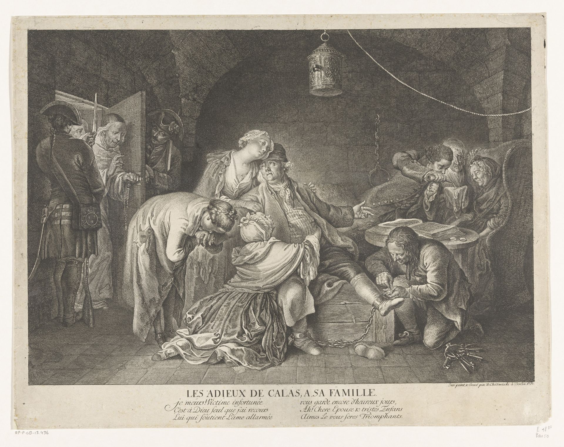 Afscheid van Jean Calas in de gevangenis by Daniel Nikolaus Chodowiecki