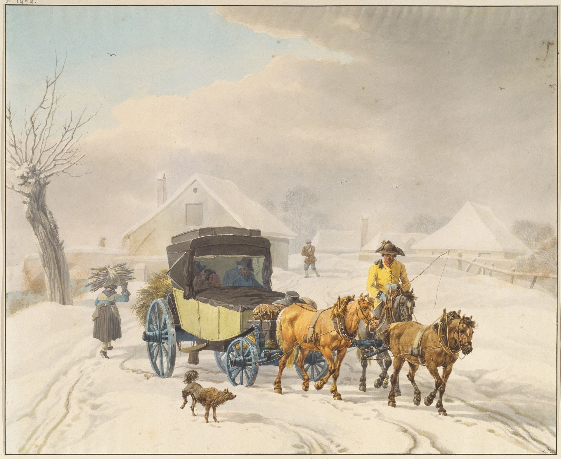 Stagecoach in Winter by Wilhelm von Kobell