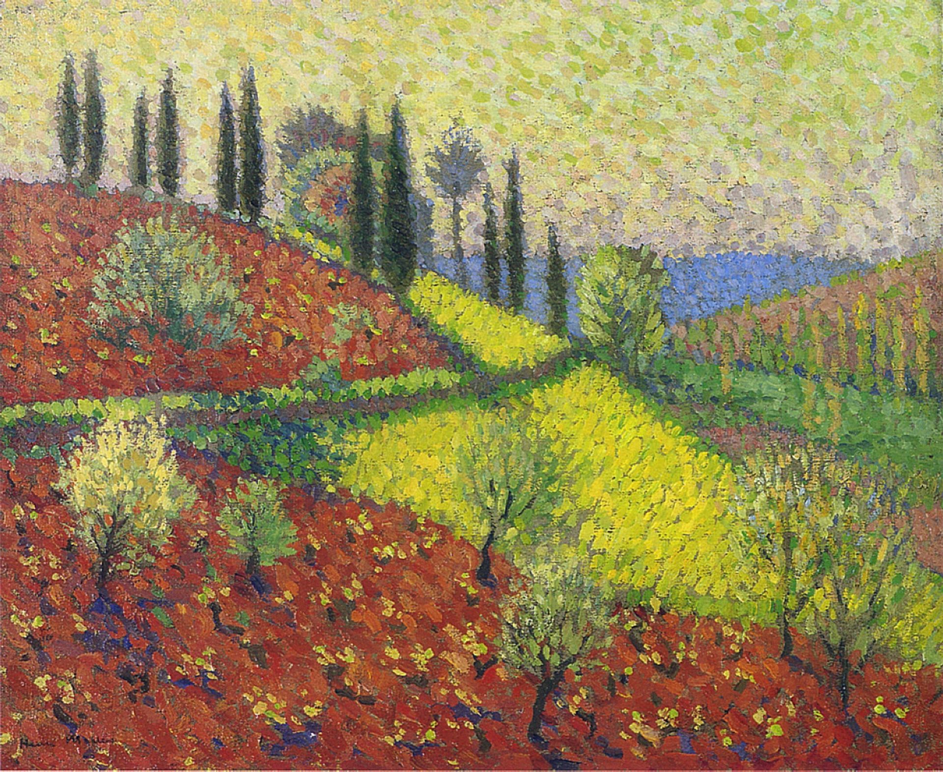 Cyprus Trees on the Hill by Henri Martin