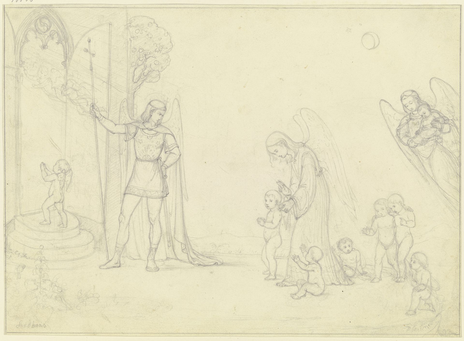 Engel und Kinder an der Pforte des Paradieses by Karl Sandhaas