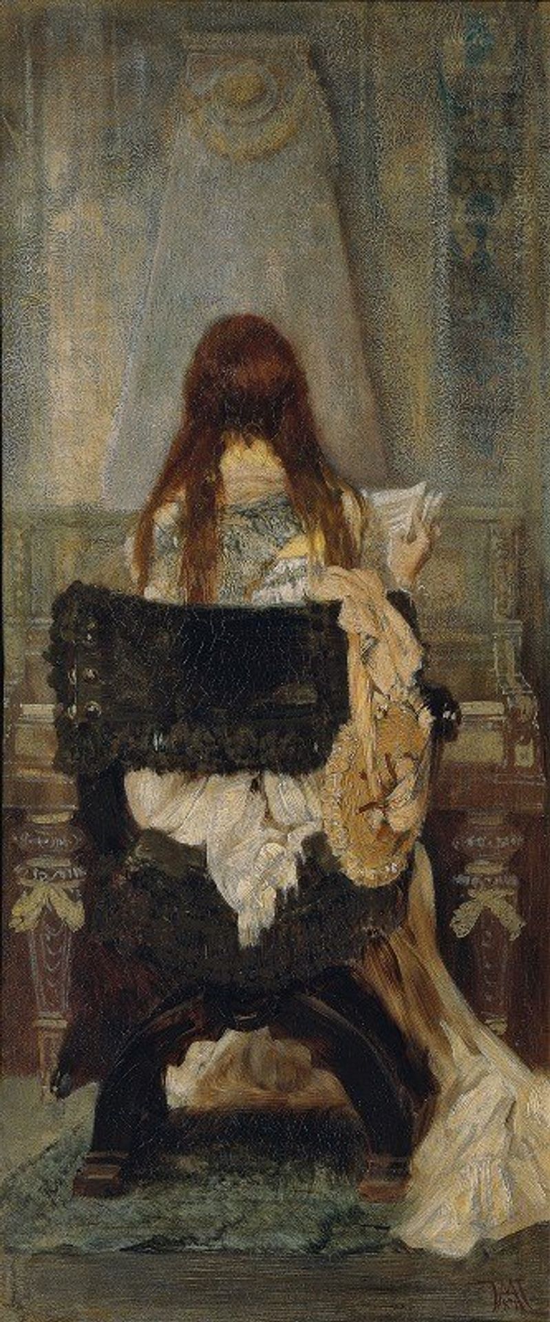 Lady At The Spinet by Hans Makart