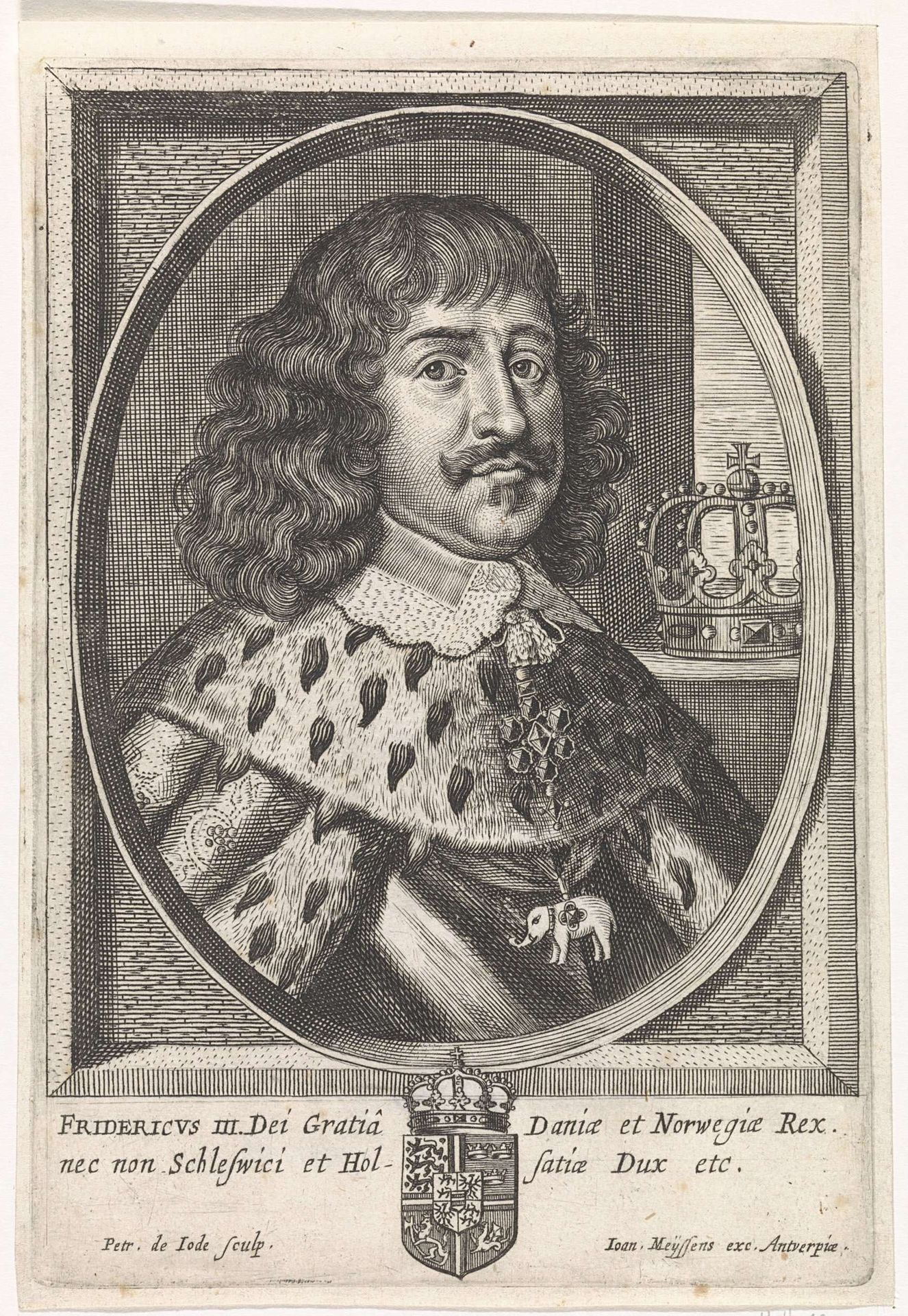 Portret van Frederik III, koning van Denemarken en Noorwegen by Pieter de (II) Jode
