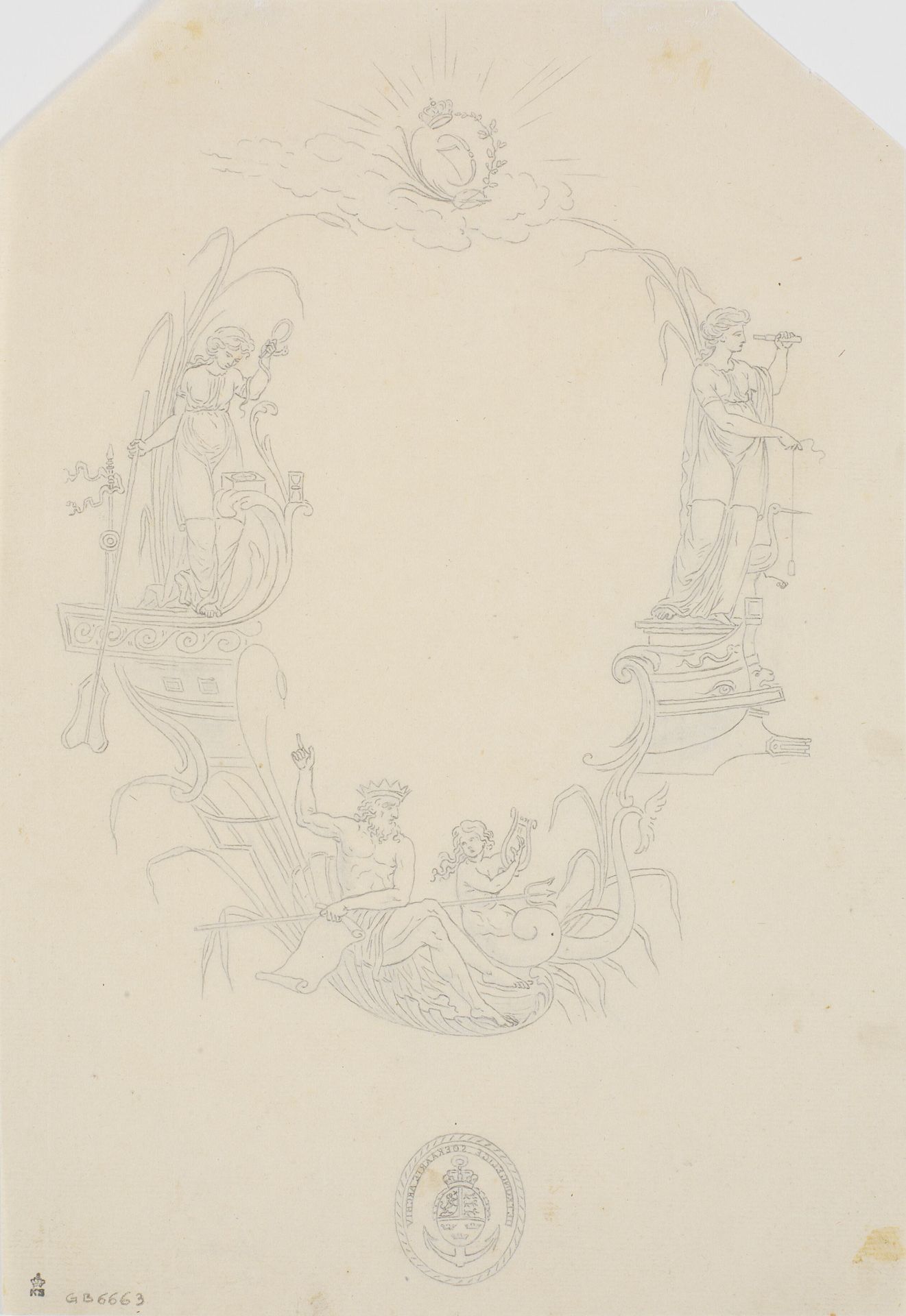 Titelvignet til et søkort: "Pass Kaart over Kattegatet" by J.F. Clemens