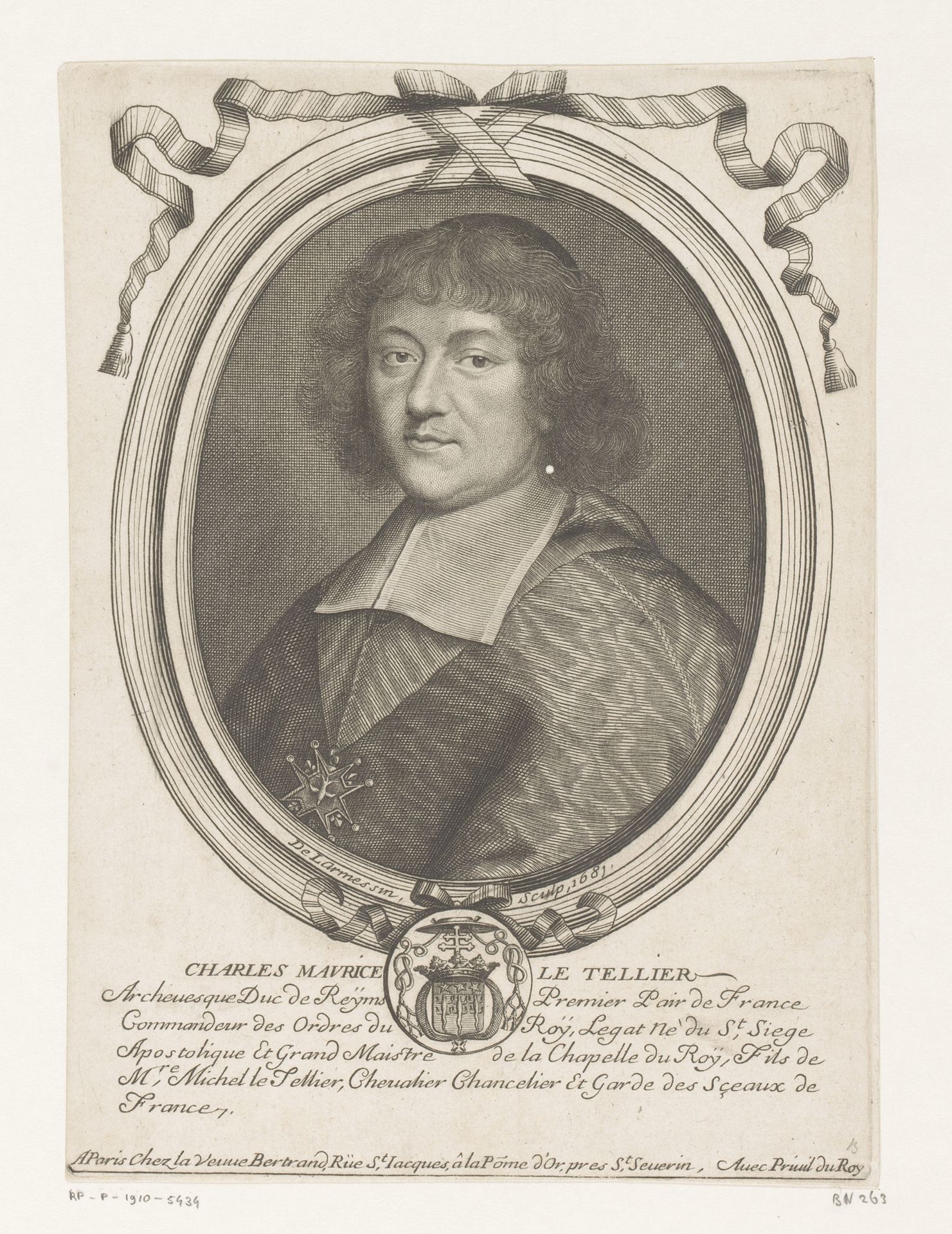 Portret van Charles-Maurice Le Tellier by Nicolas de (I) Larmessin