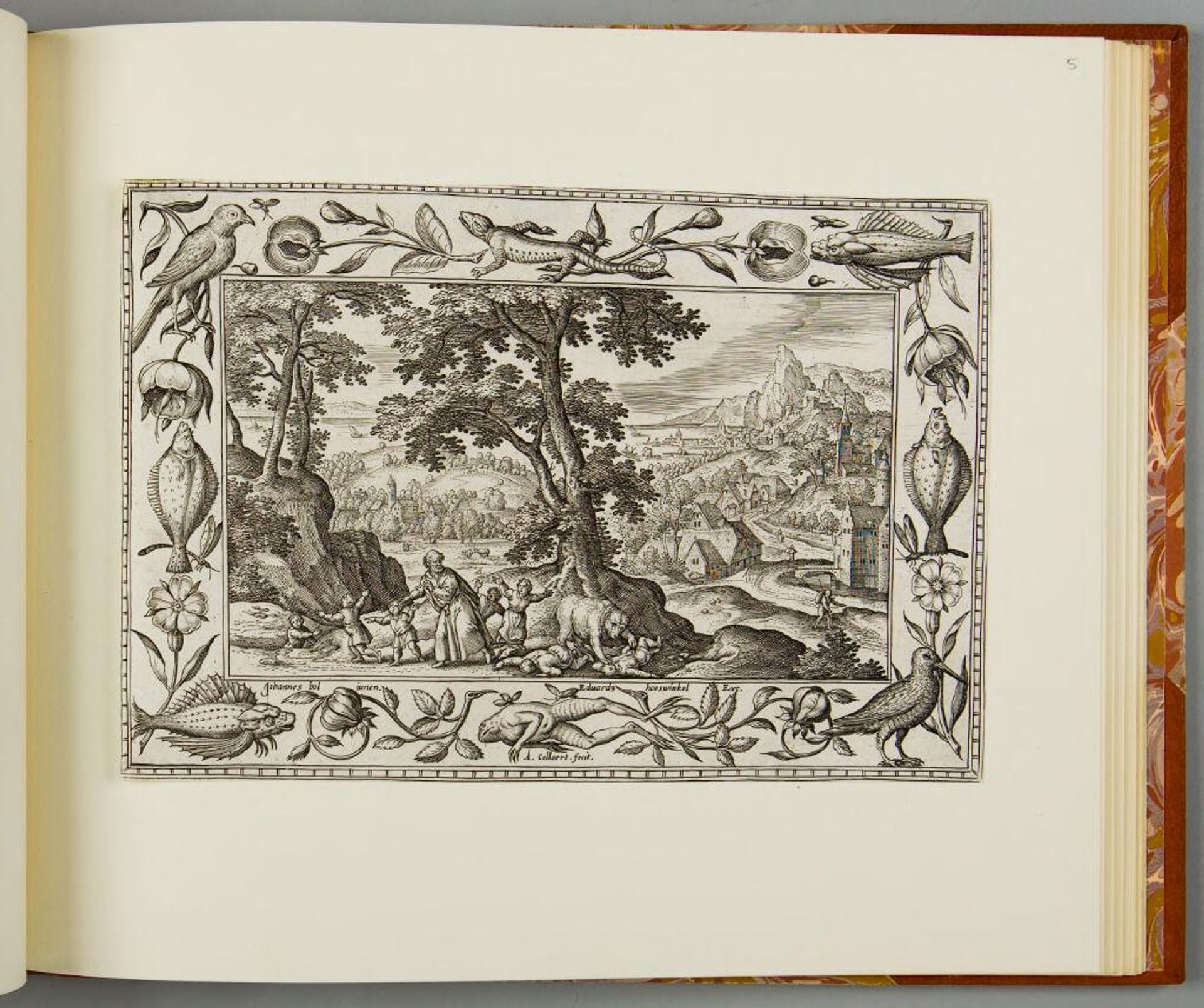 Elisha Curses the Youths, with Lizard, Fish, Frog, and Bird by Adriaen Collaert