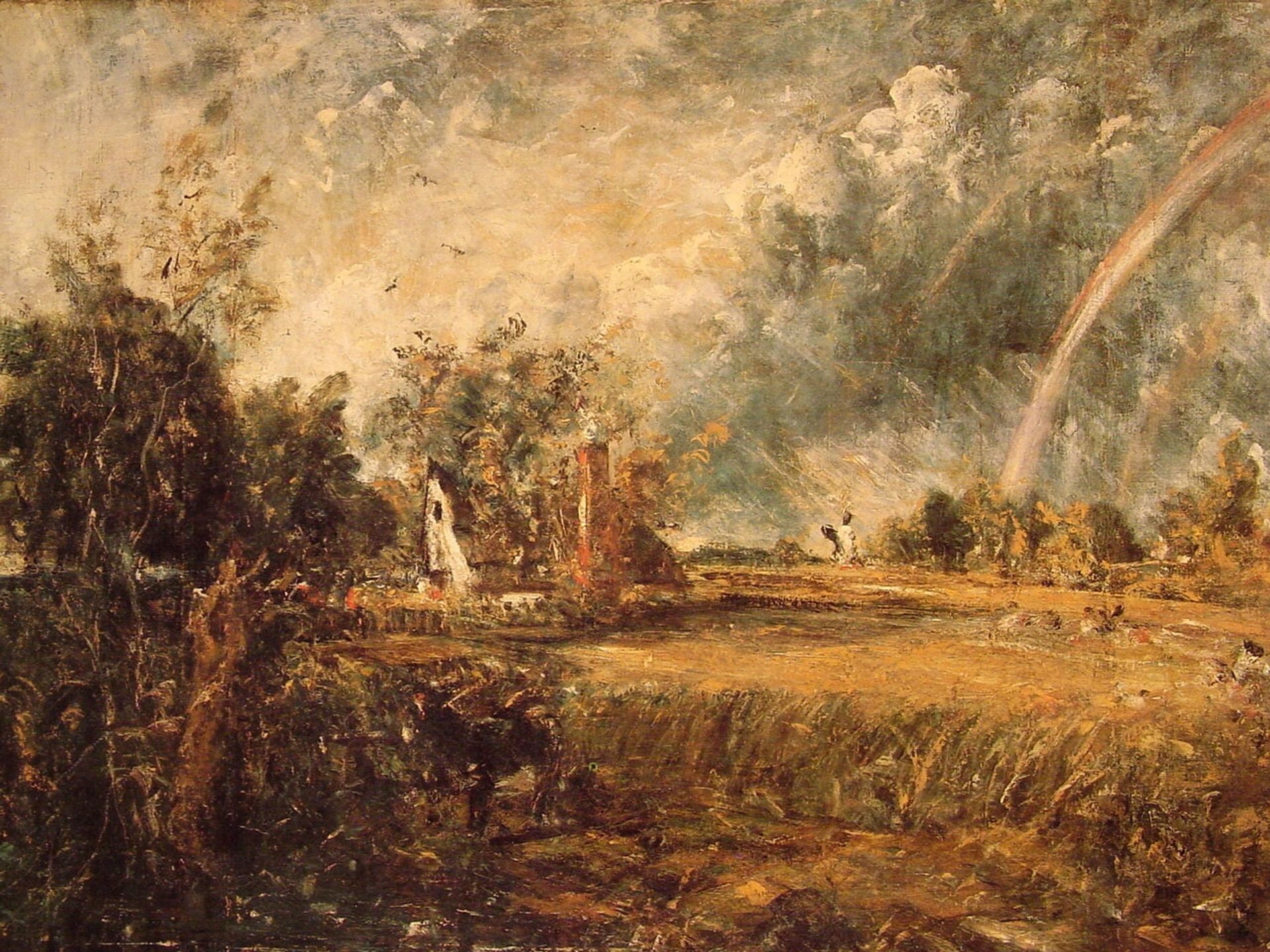 Cottage, Rainbow, Mill by John Constable