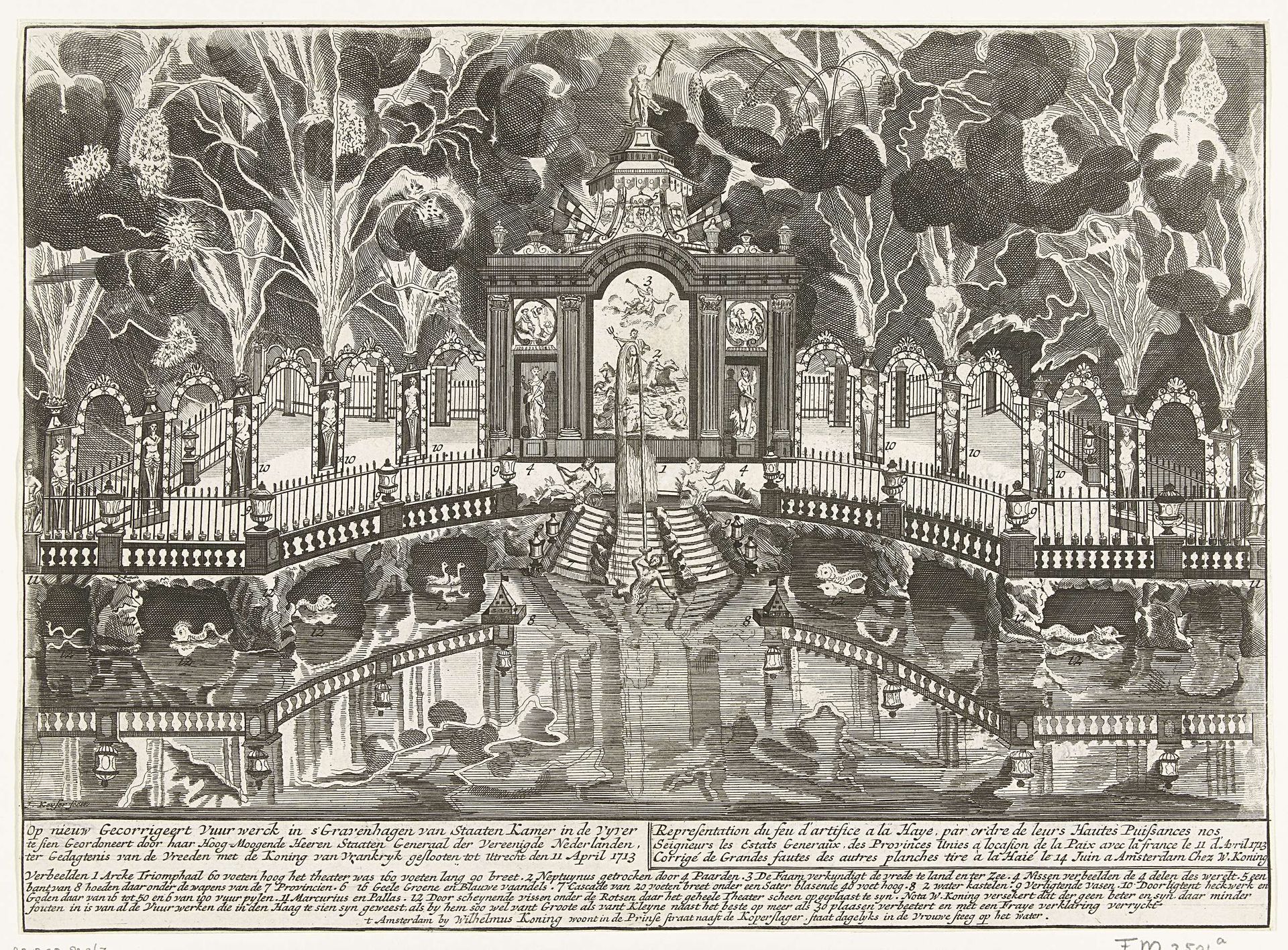 Vuurwerk bij de viering van de Vrede van Utrecht, 1713 by Jacob Keyser