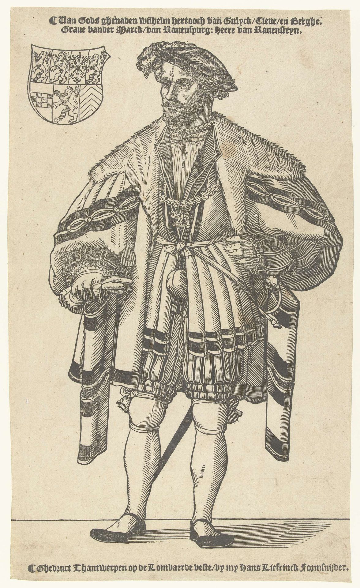 Portret van hertog Willem van Kleef, Gulik en Berg, graaf van Mark, heer van Ravenstein by Cornelis Anthonisz.