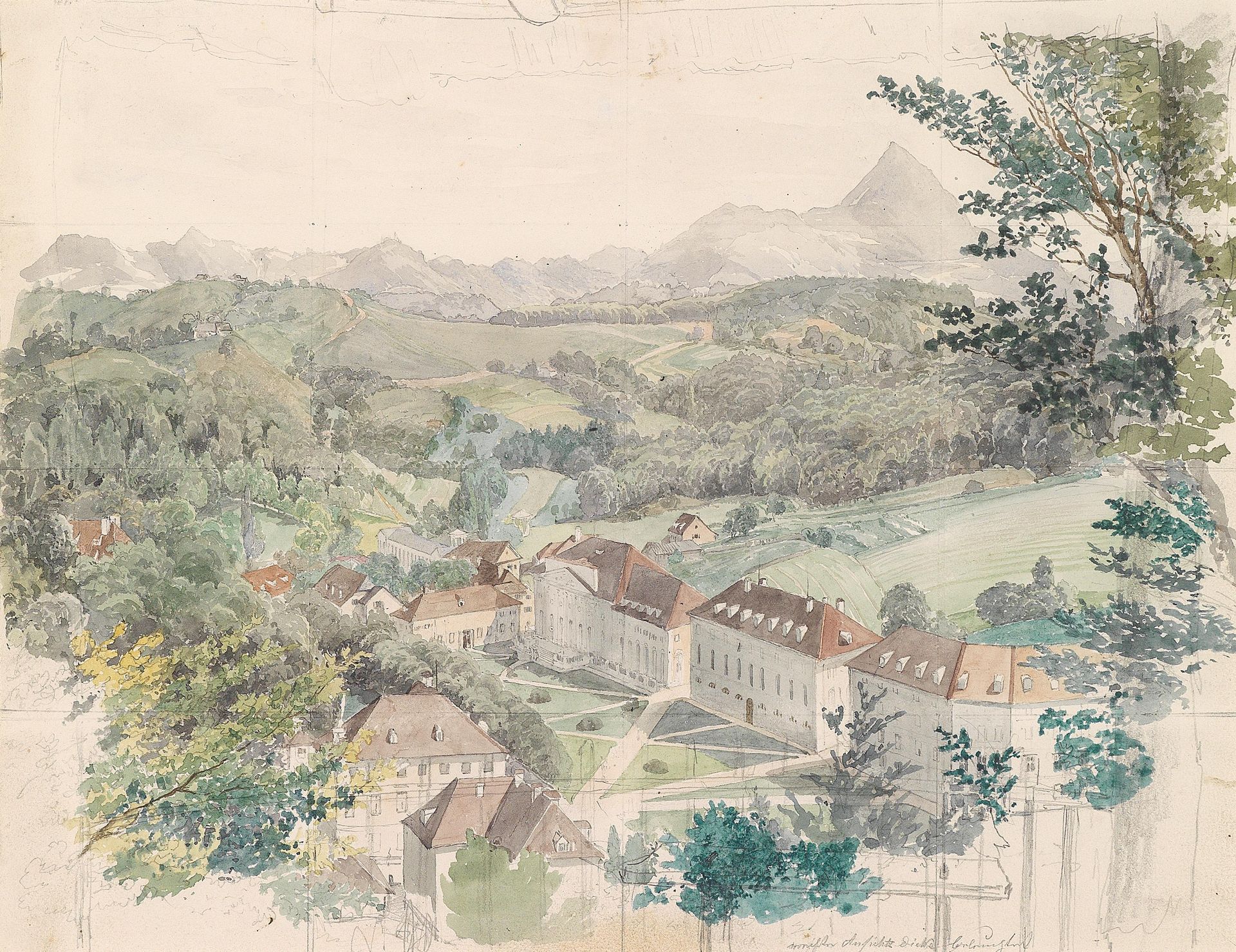 Blick Über Bad Rohitsch-Sauerbrunn in Der Steiermark, Badeanlagen Vom Ferdinandshügel Aus Gesehen by Johann Nepomuk Passini
