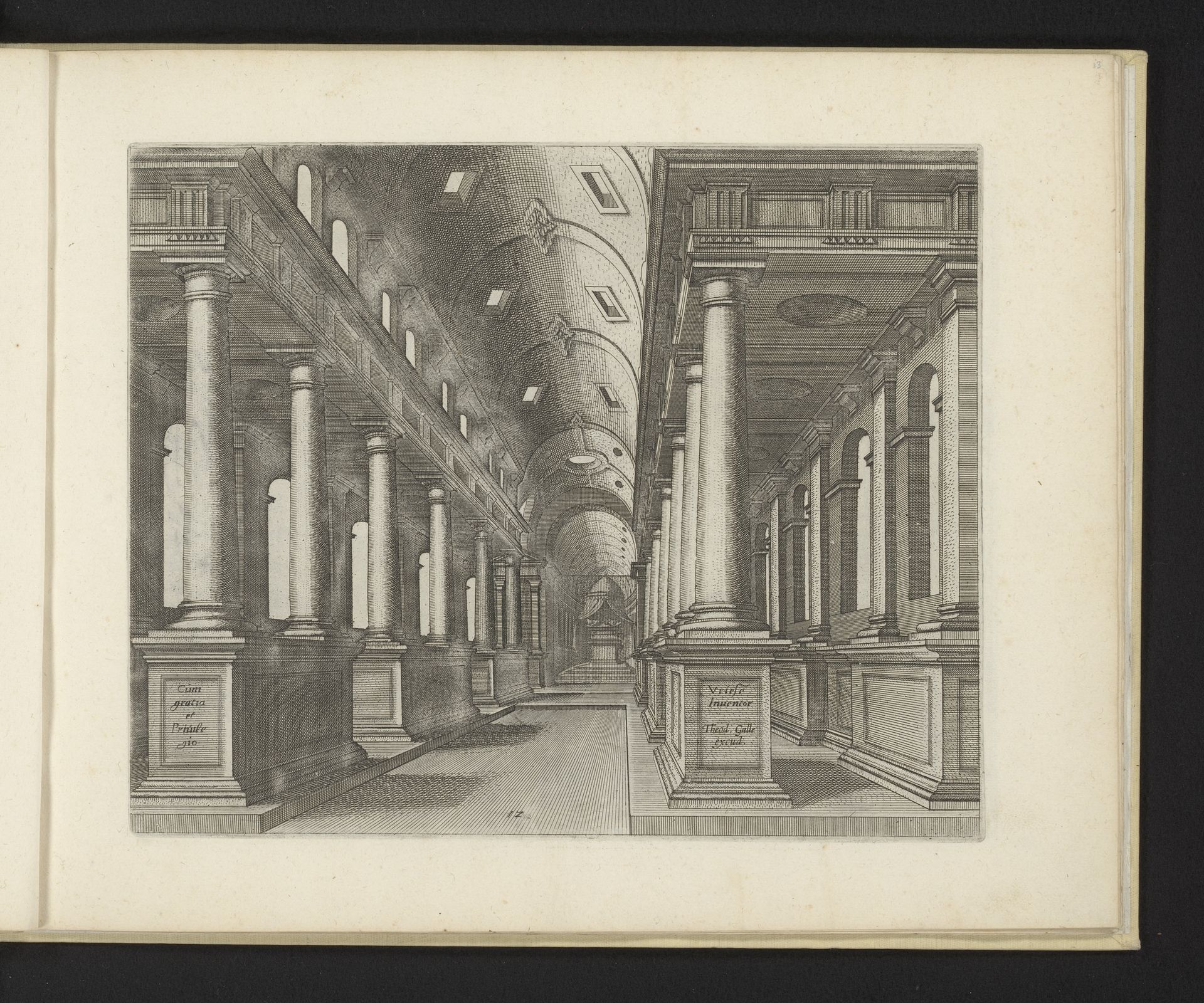 Interieur van een kerk met zuilen van de Toscaanse orde by Johannes of Lucas van Doetechum