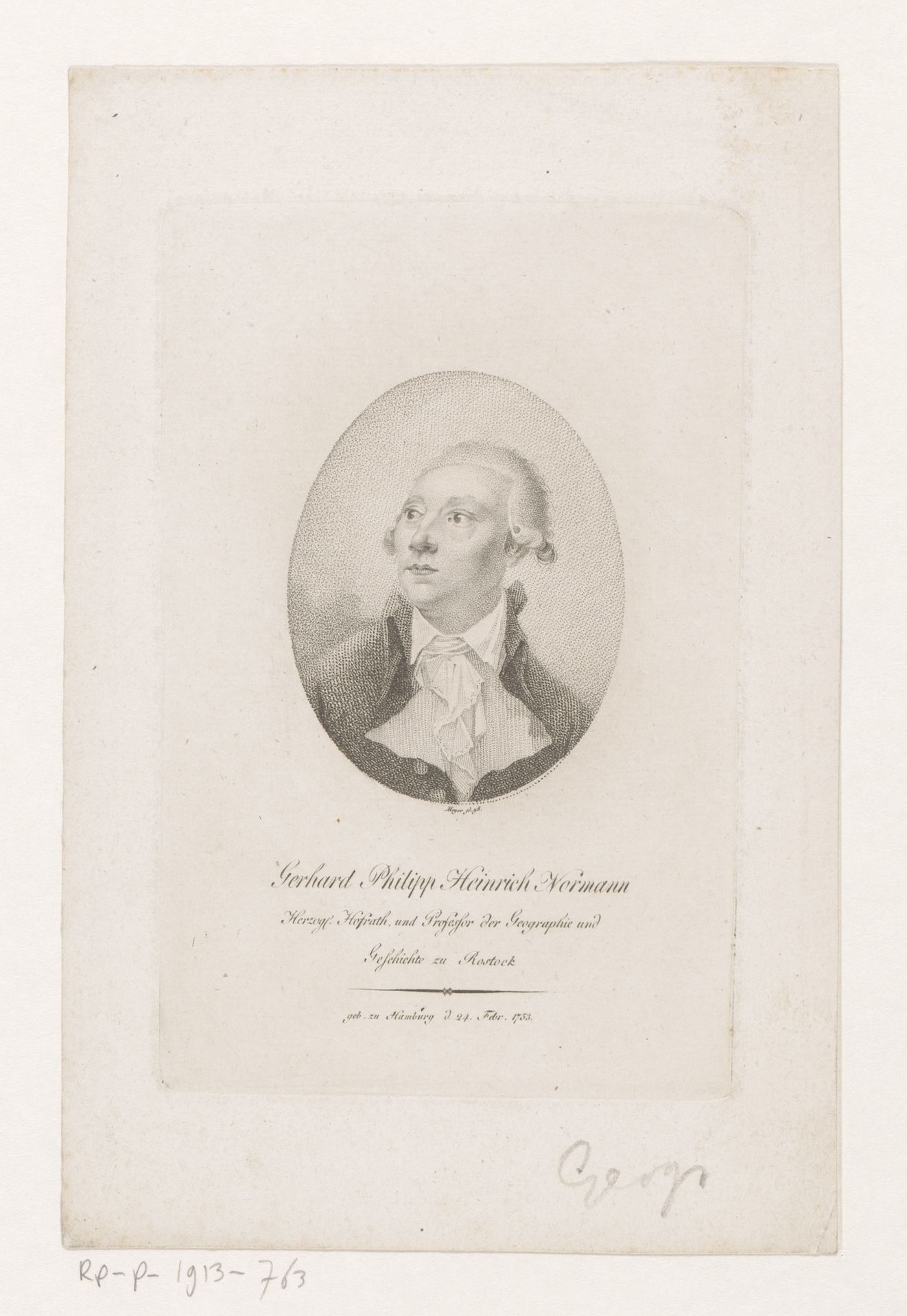 Portret van Gerhard Philipp Heinrich Normann by Friedrich Wilhelm (I) Meyer