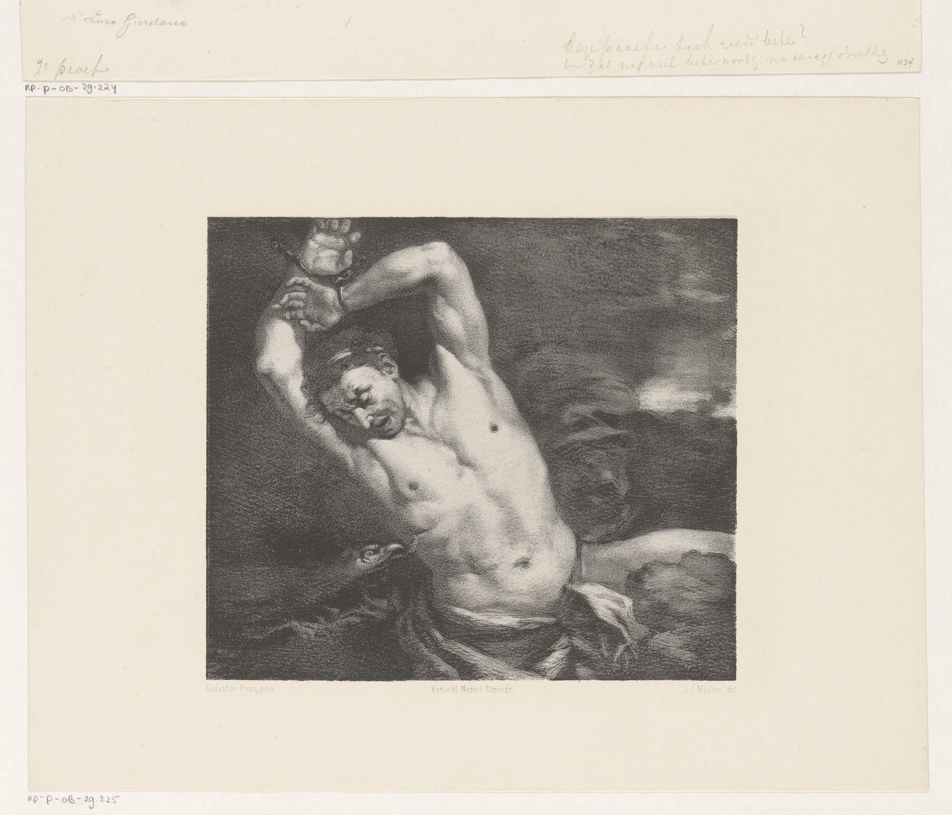 Roofvogel trekt de lever uit het lichaam van Prometheus by Jan Mesker