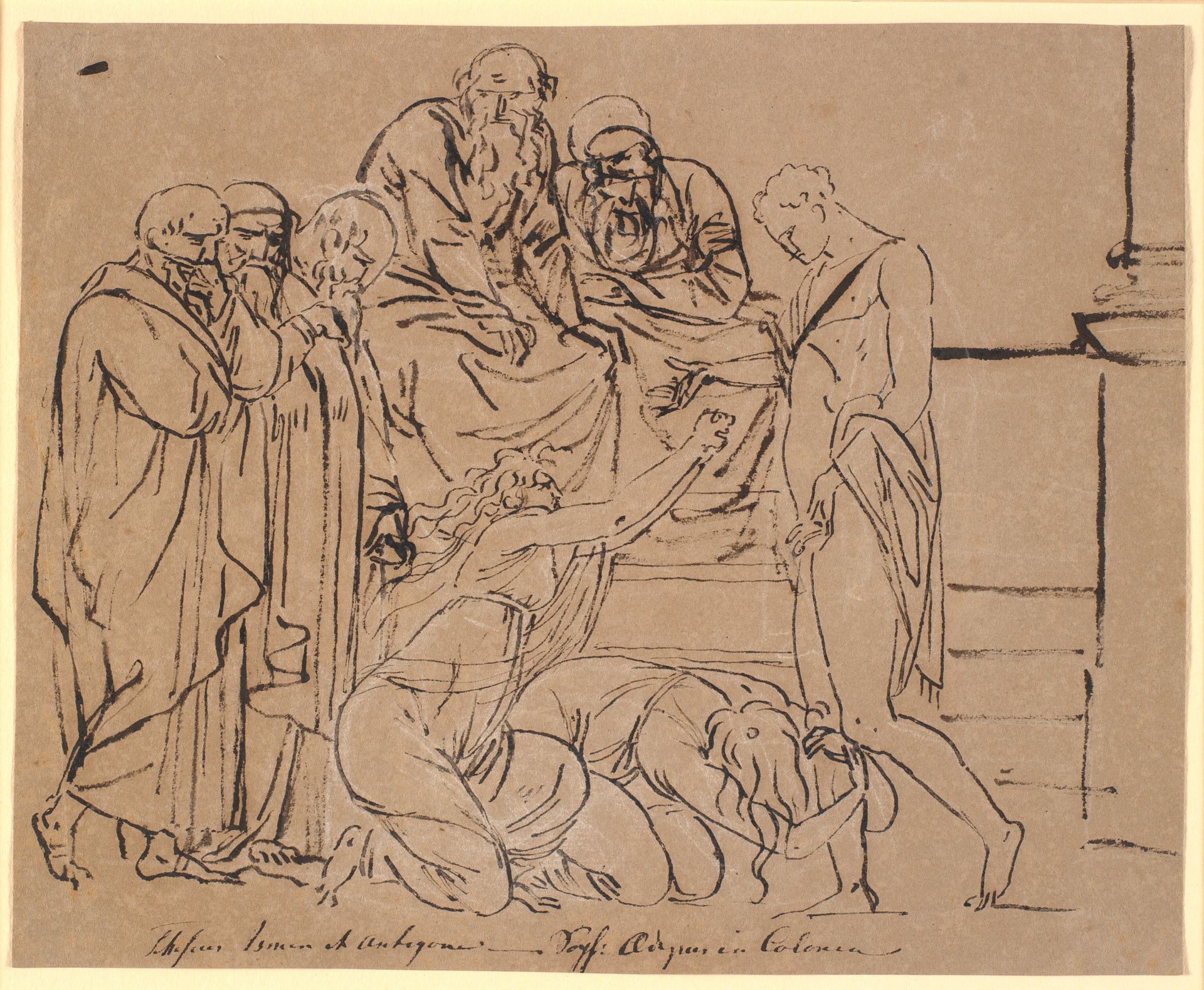 Theseus bønfaldes af Ismene og Antigone. Efter Sophokles by Nicolai Abildgaard